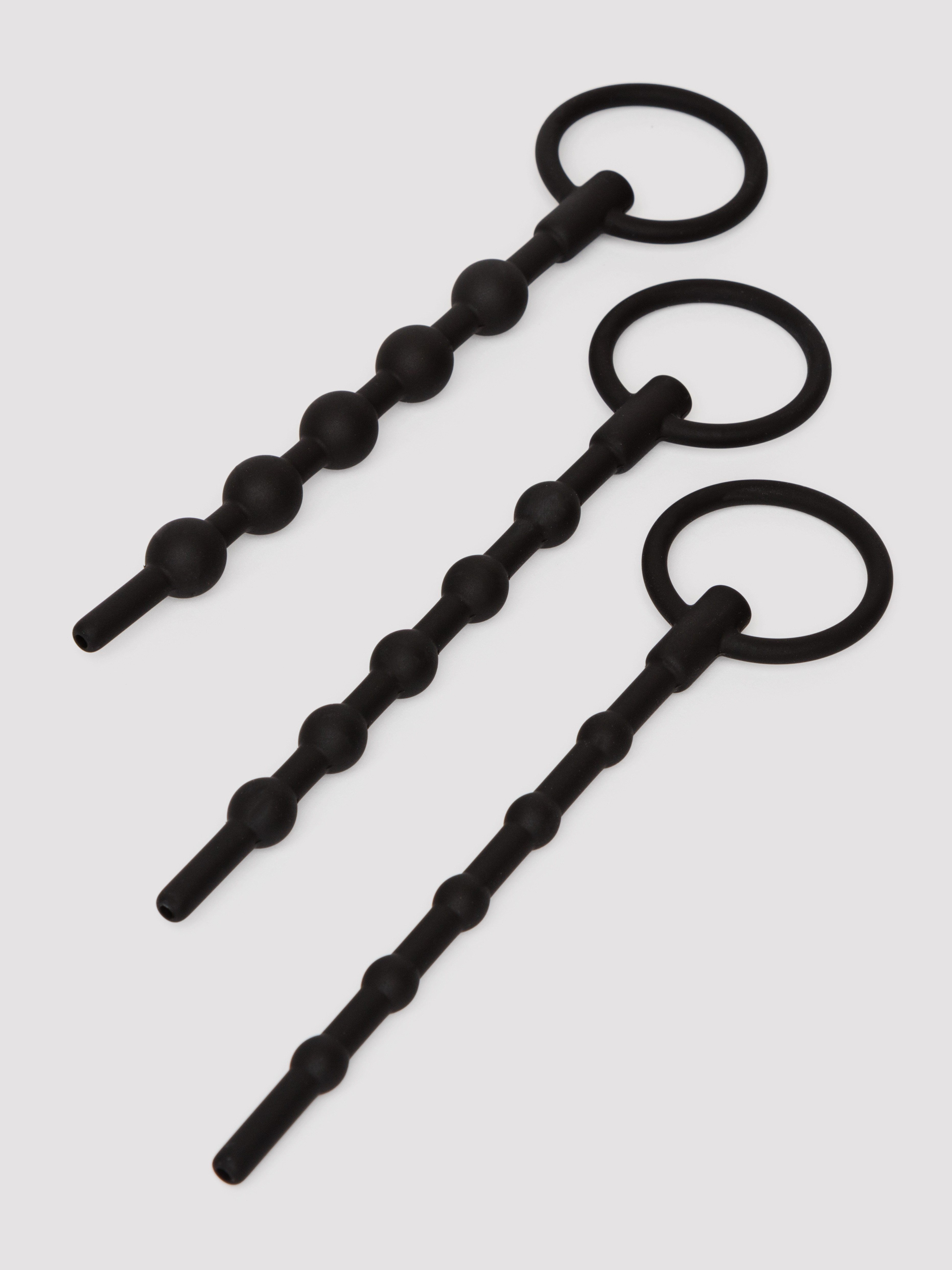 Beginners Silicone Urethral Sounding Beads Kit (3 Piece), Black, hi-res