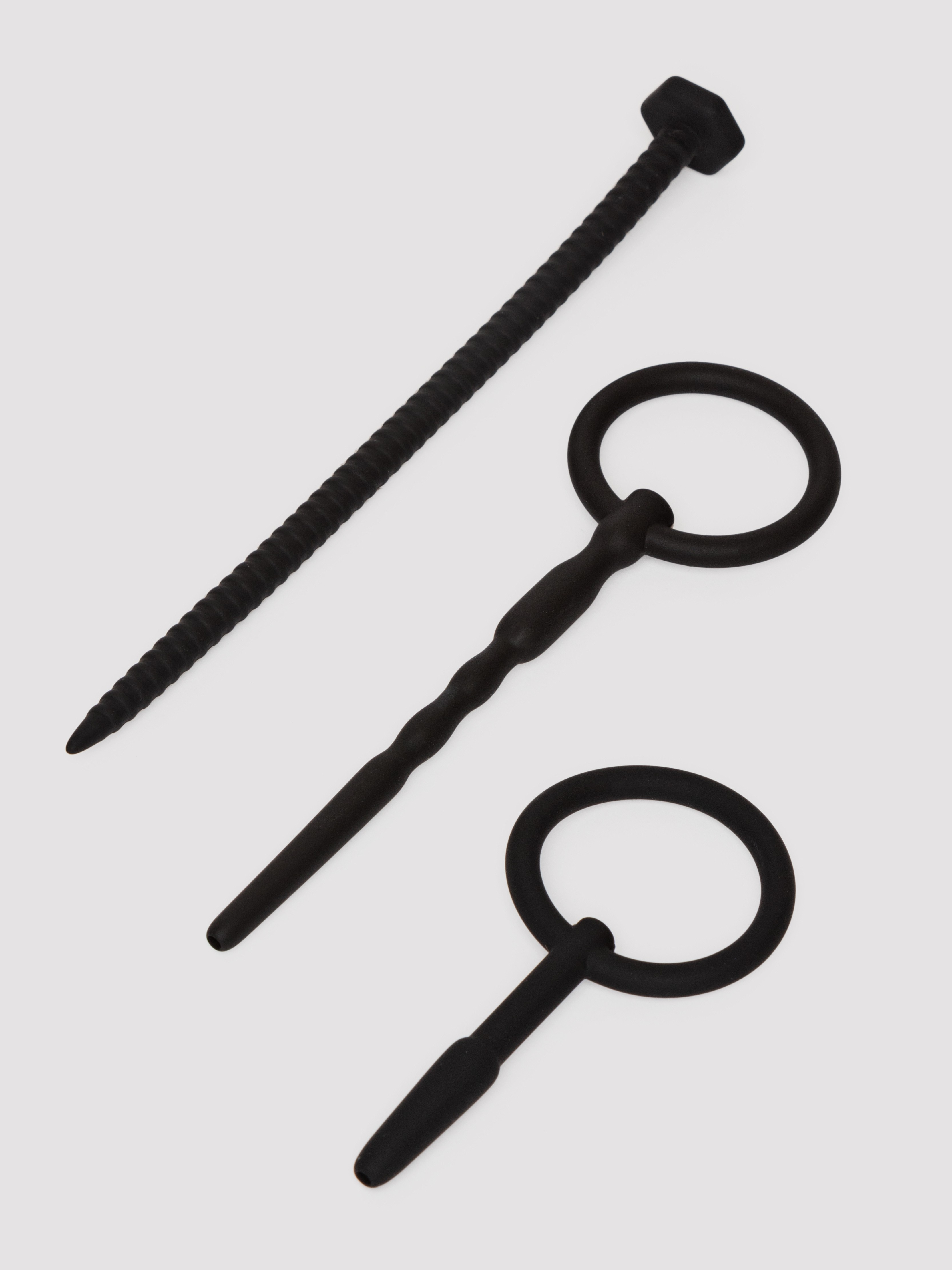 Silicone Urethral Sounding Kit 3 in 1, Black, hi-res