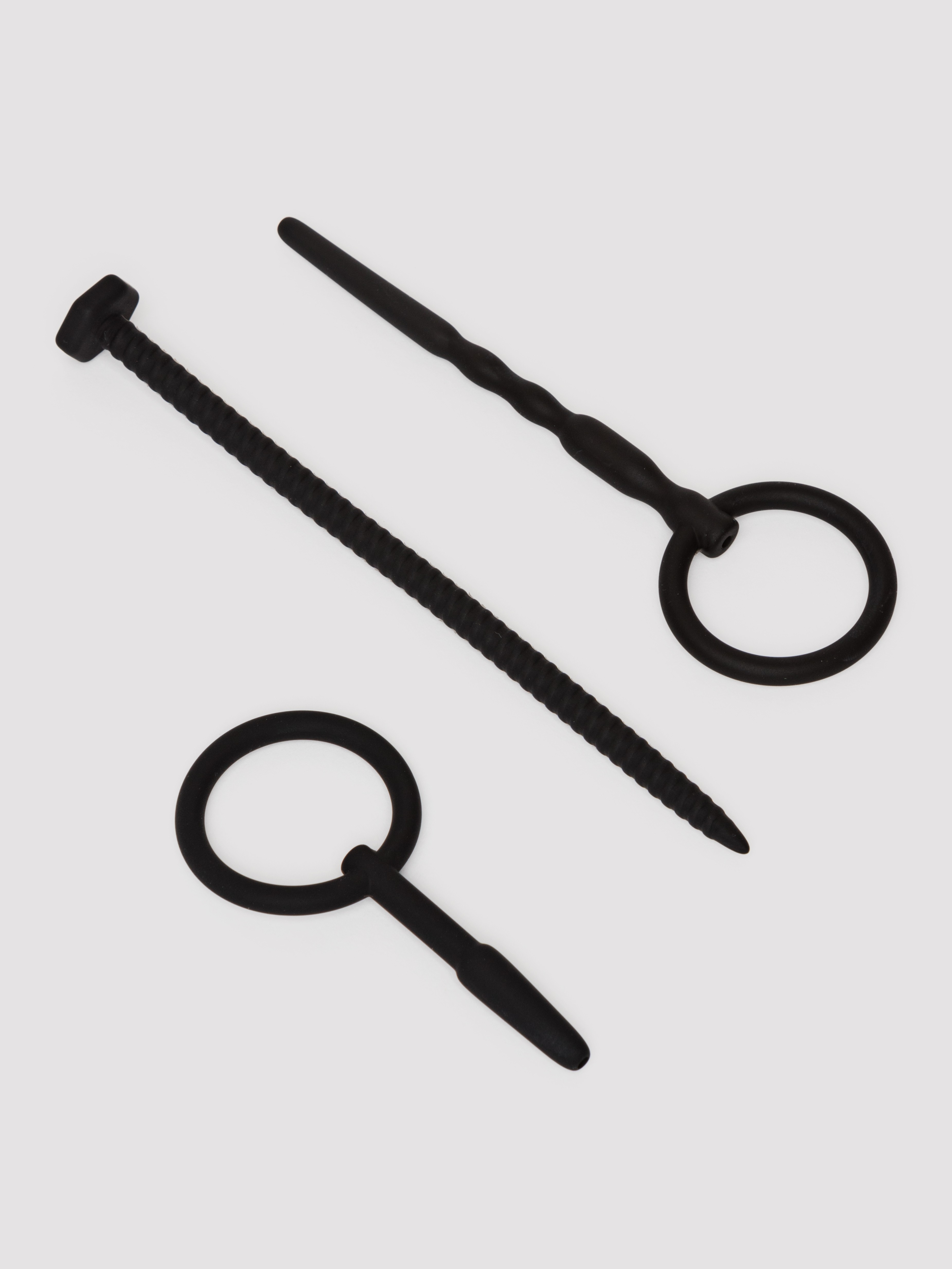 Silicone Urethral Sounding Kit 3 in 1, Black, hi-res