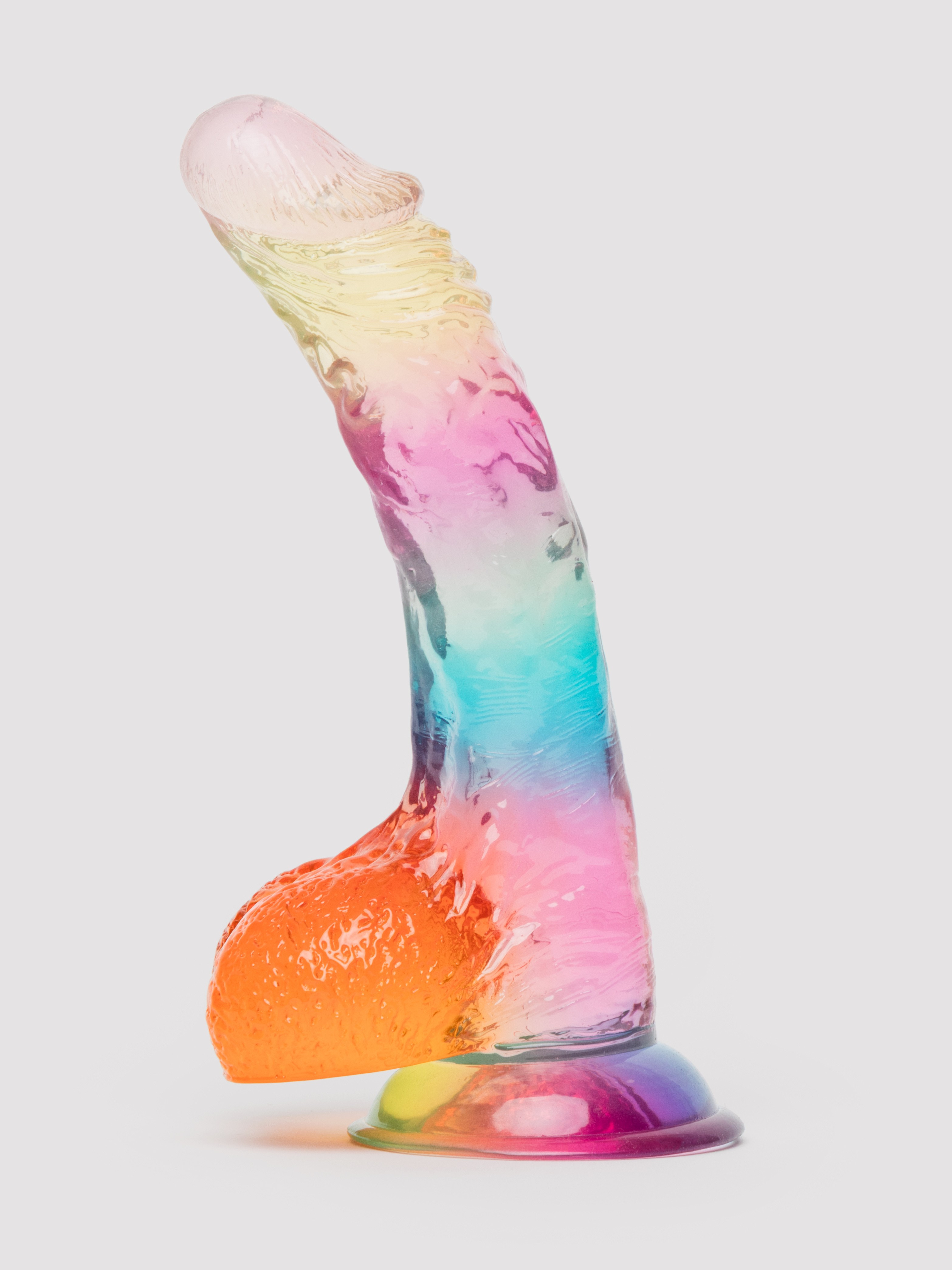 Rainbow Transparent Dildo with Balls 6 Inch, Various, hi-res