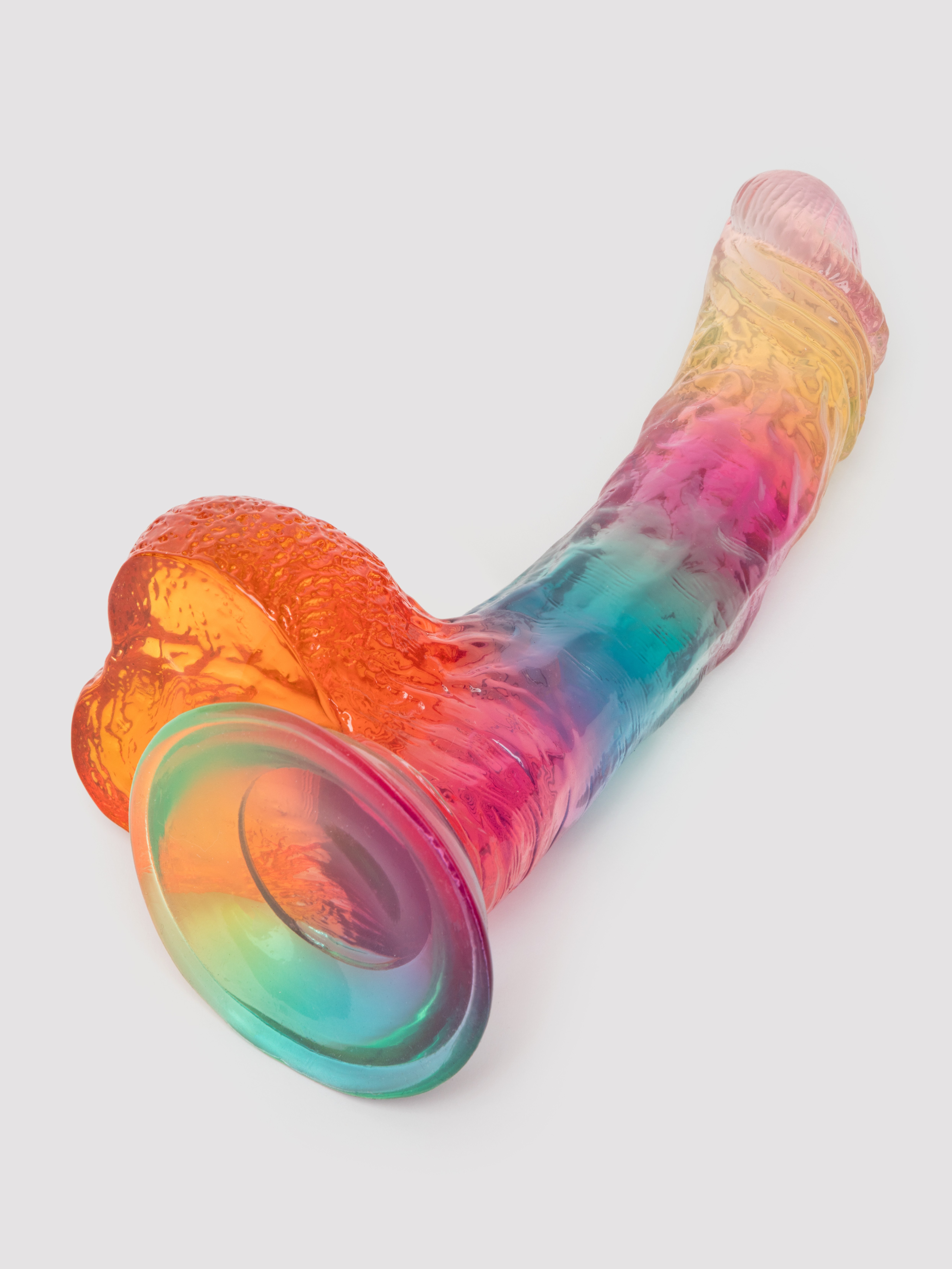 Rainbow Transparent Dildo with Balls 6 Inch, Various, hi-res