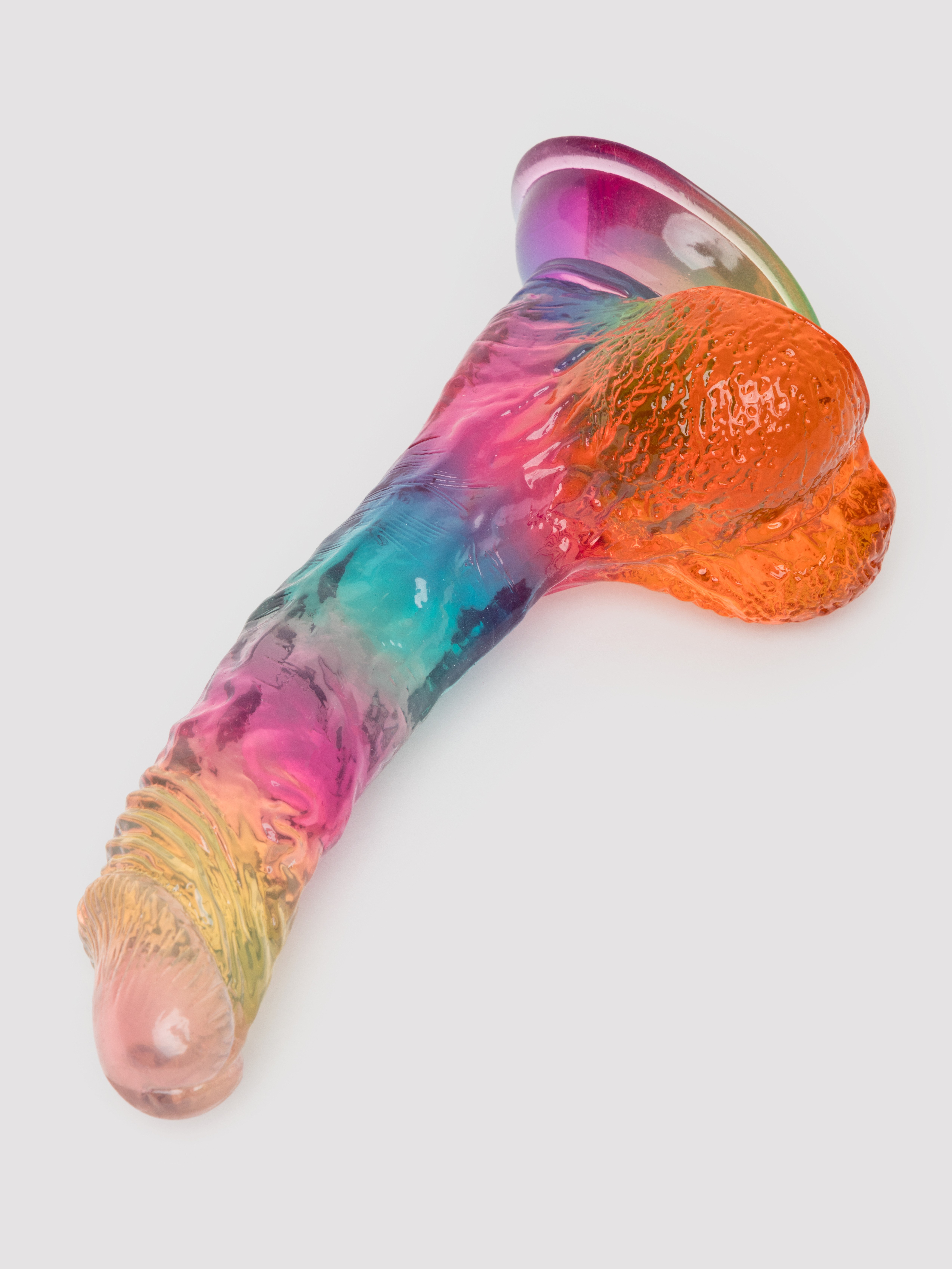 Rainbow Transparent Dildo with Balls 6 Inch, Various, hi-res