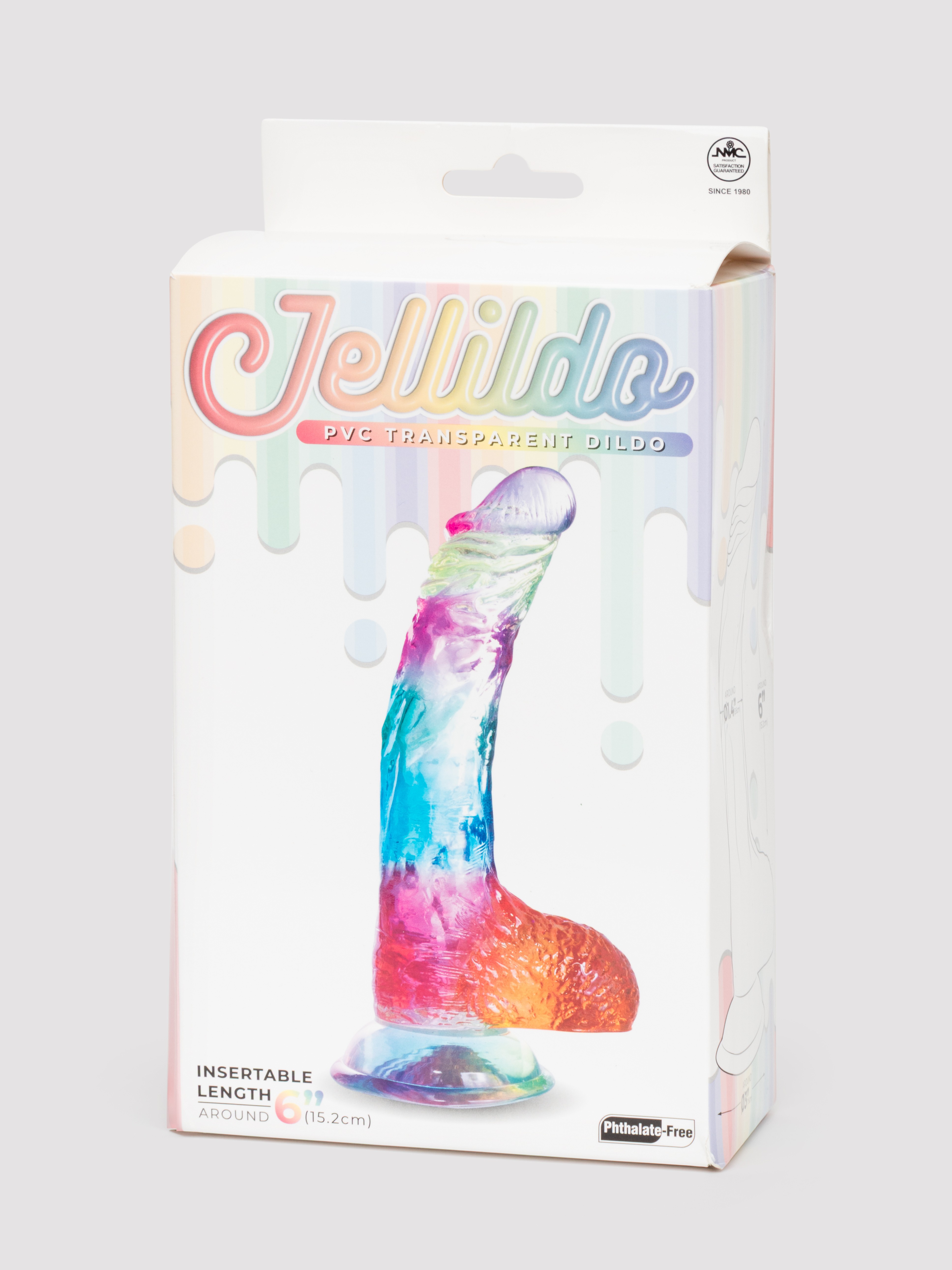 Rainbow Transparent Dildo with Balls 6 Inch, Various, hi-res