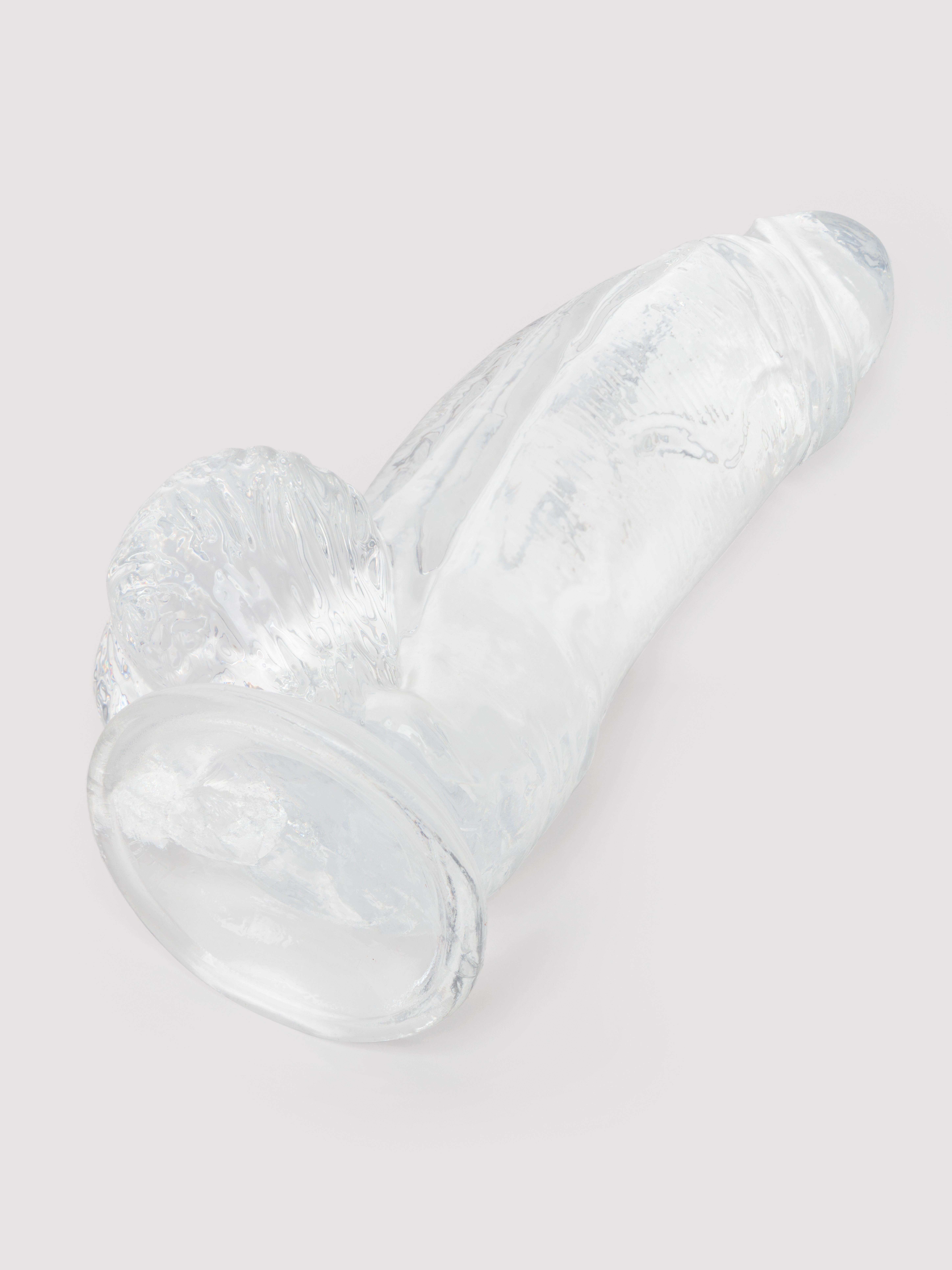 Ice Crystals Girthy Transparent Dildo with Balls 6.5 Inches, Clear, hi-res