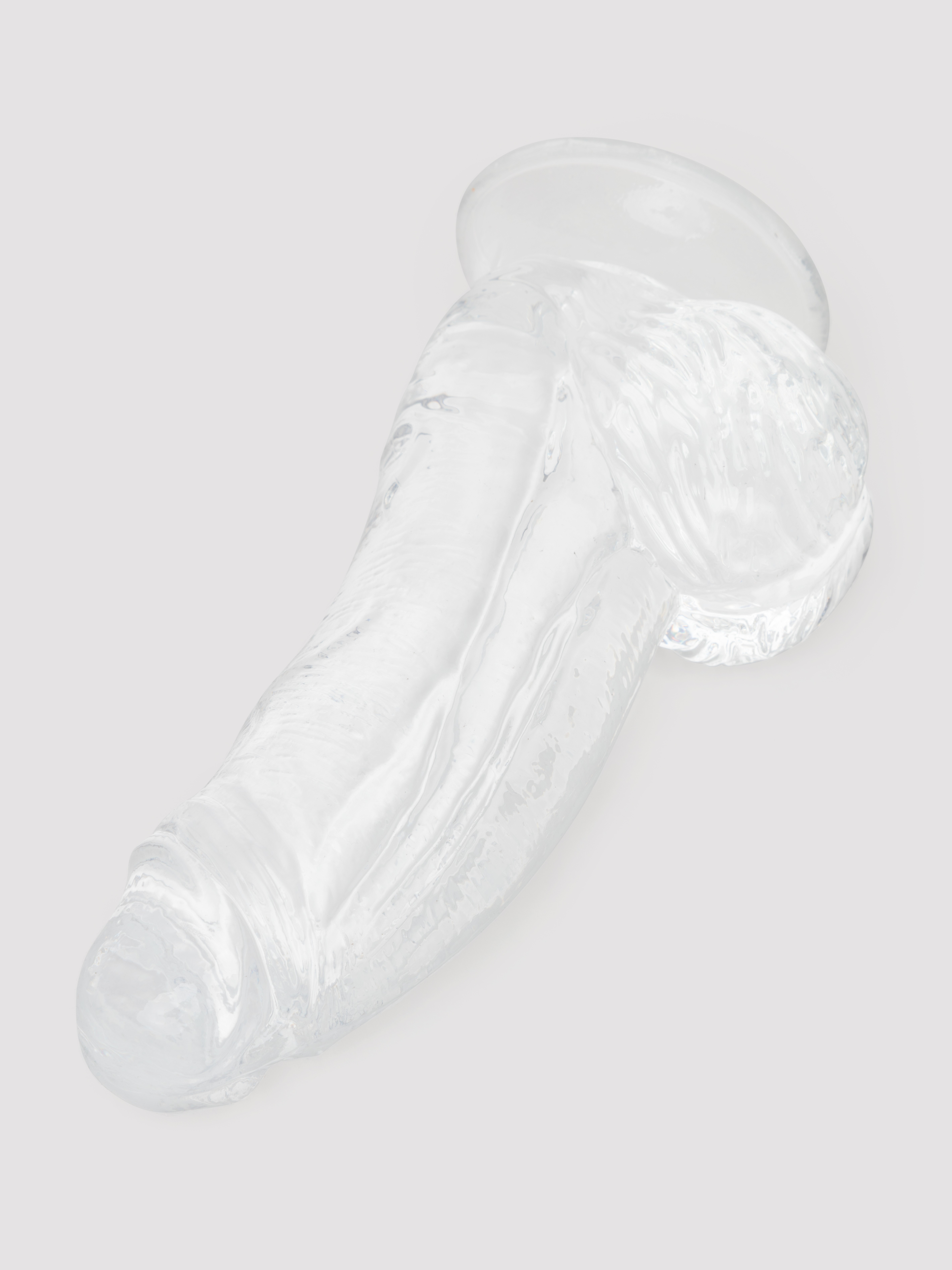 Ice Crystals Girthy Transparent Dildo with Balls 6.5 Inches, Clear, hi-res