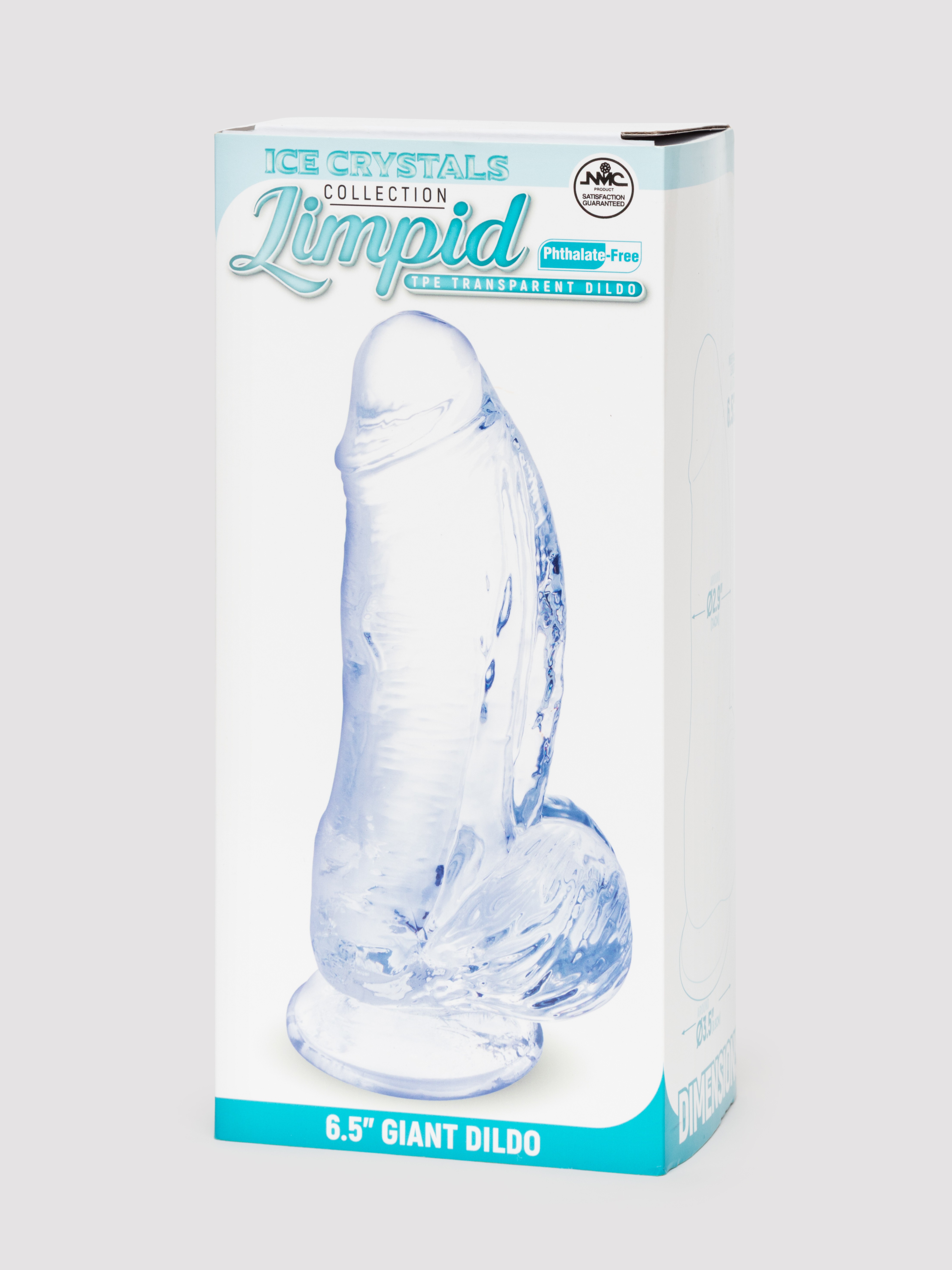 Ice Crystals Girthy Transparent Dildo with Balls 6.5 Inches, Clear, hi-res