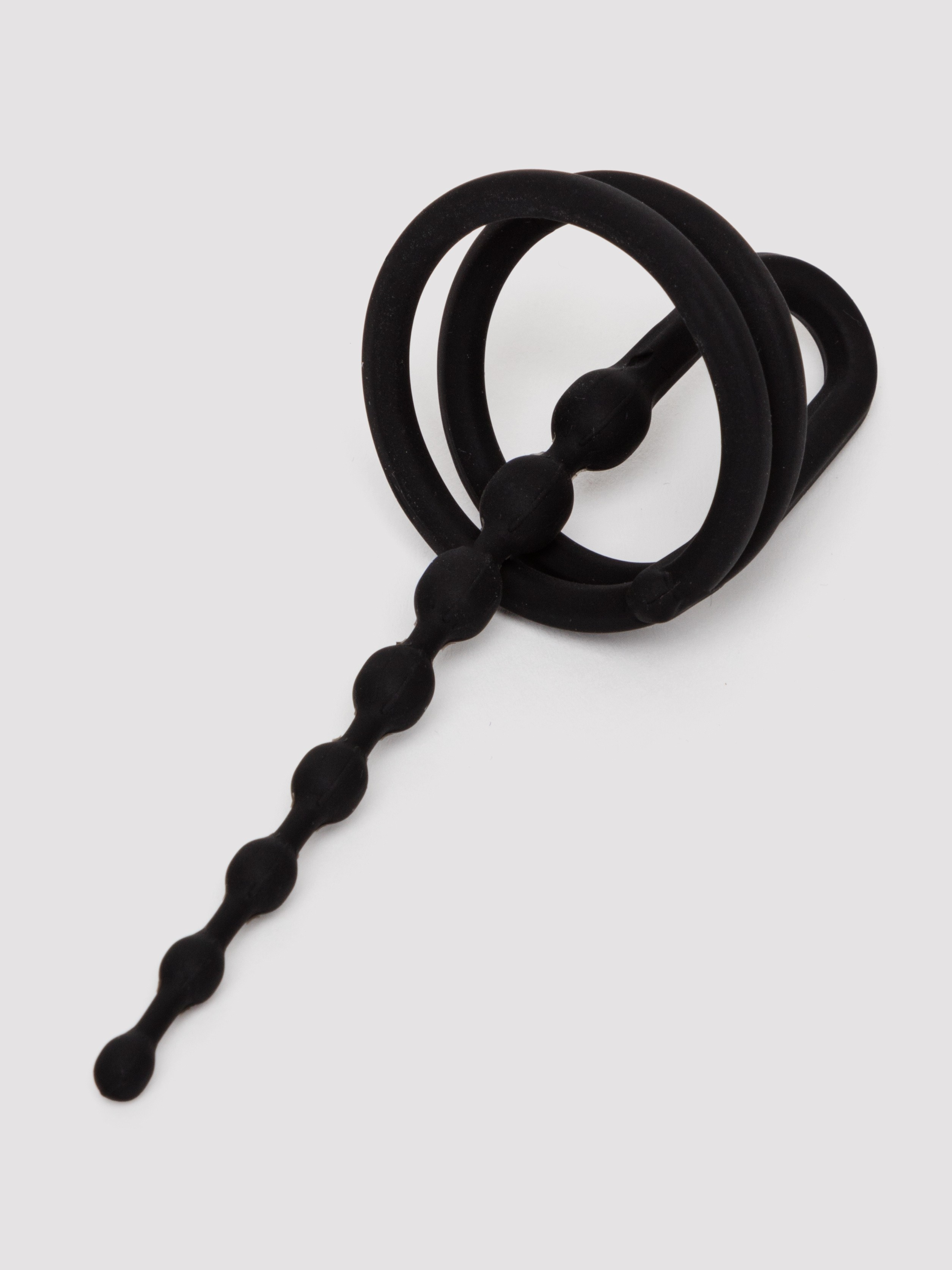 Urethral Plug With Glans Straps, Black, hi-res