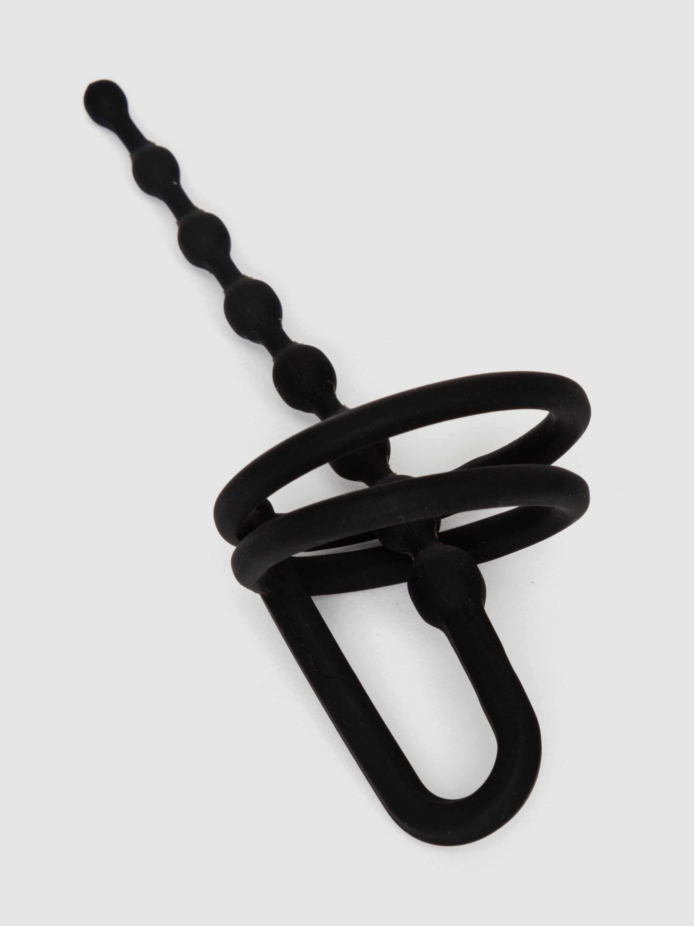 Urethral Plug With Glans Straps, Black, hi-res