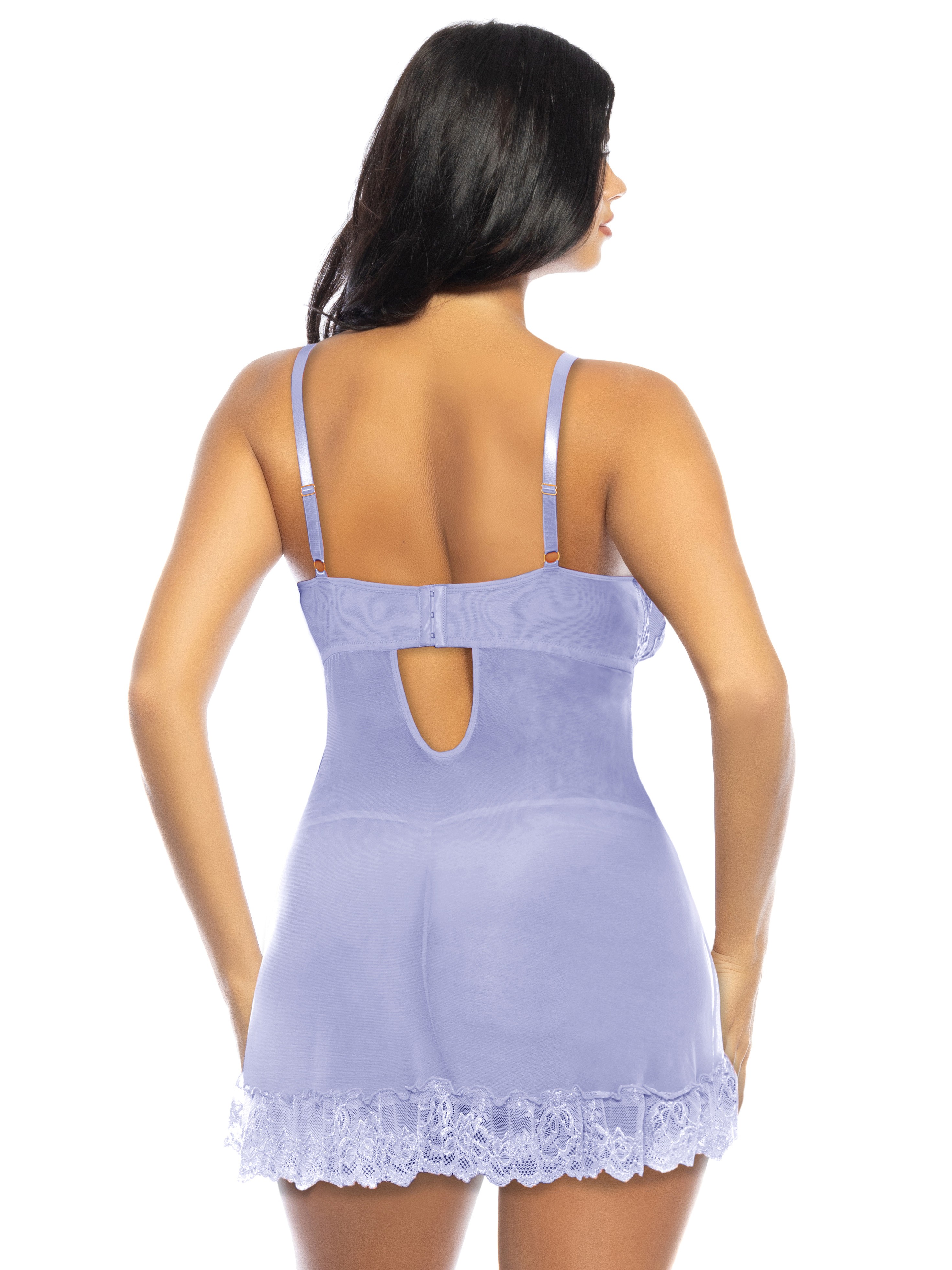 Oh La La Cheri Lace Babydoll Set , Blue, hi-res