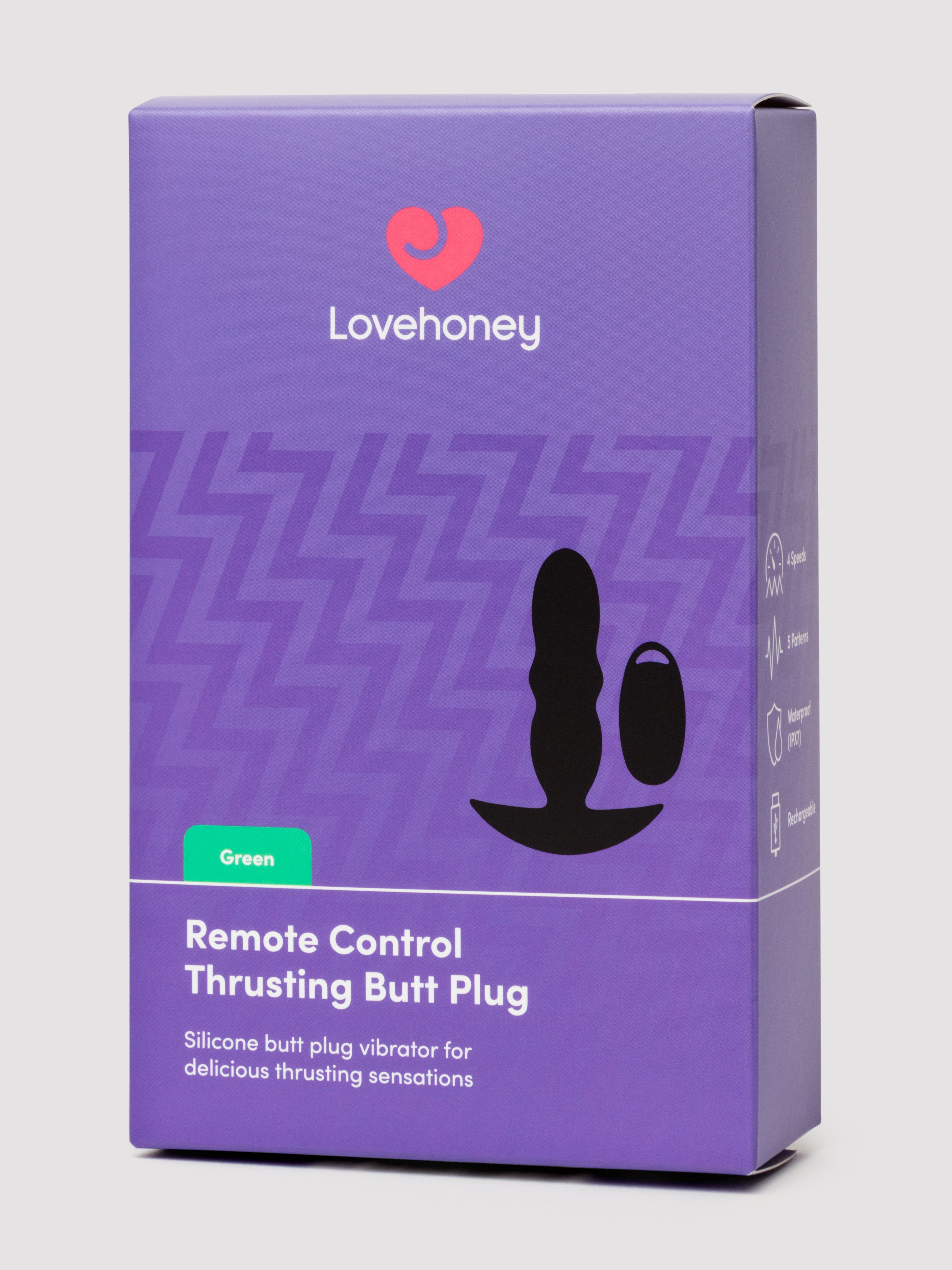 Lovehoney Thrusting Remote Control Butt Plug, Green, hi-res
