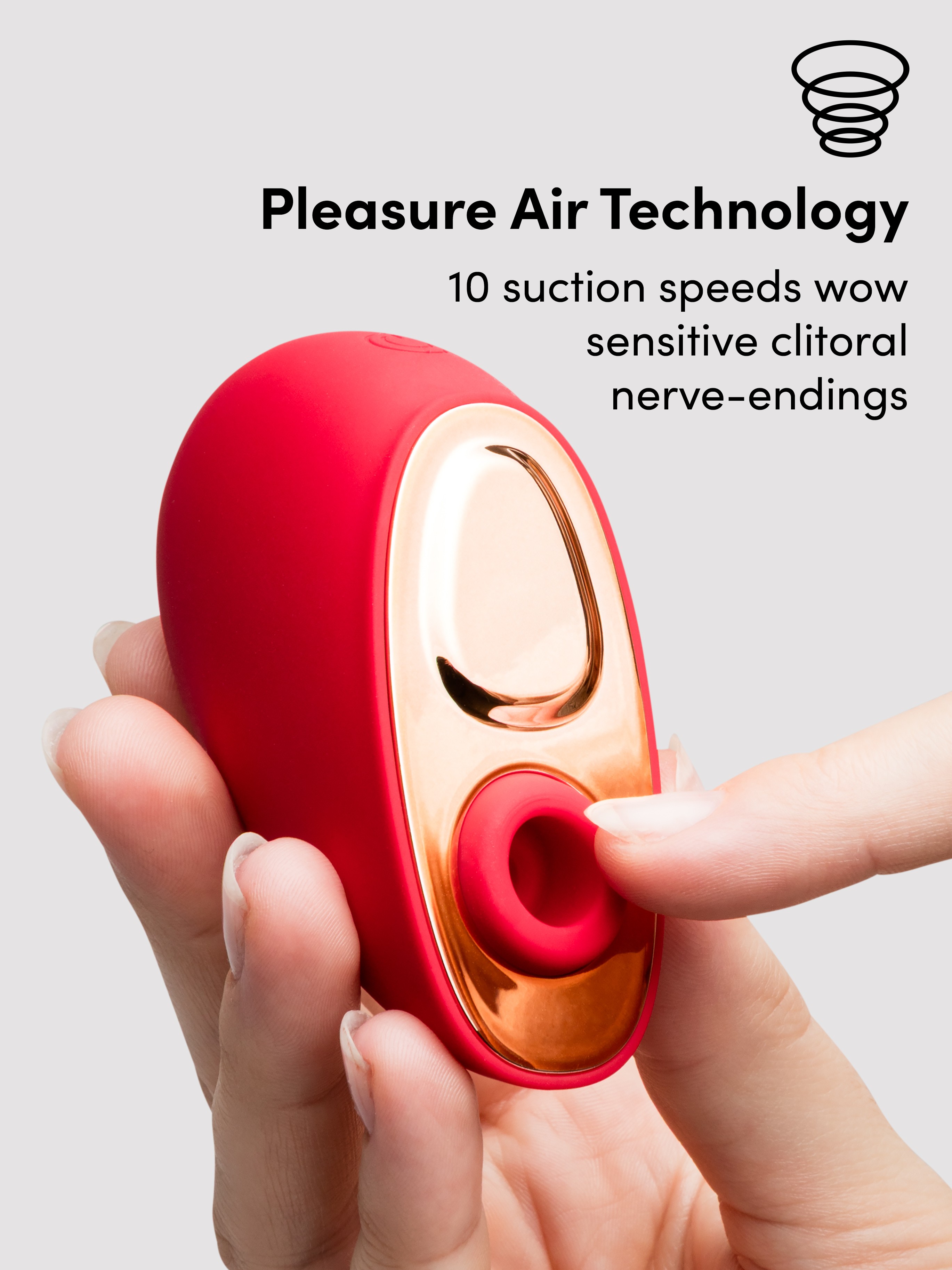 Lovehoney Heart Duo Clitoral Suction and Licking Stimulator, Red, hi-res