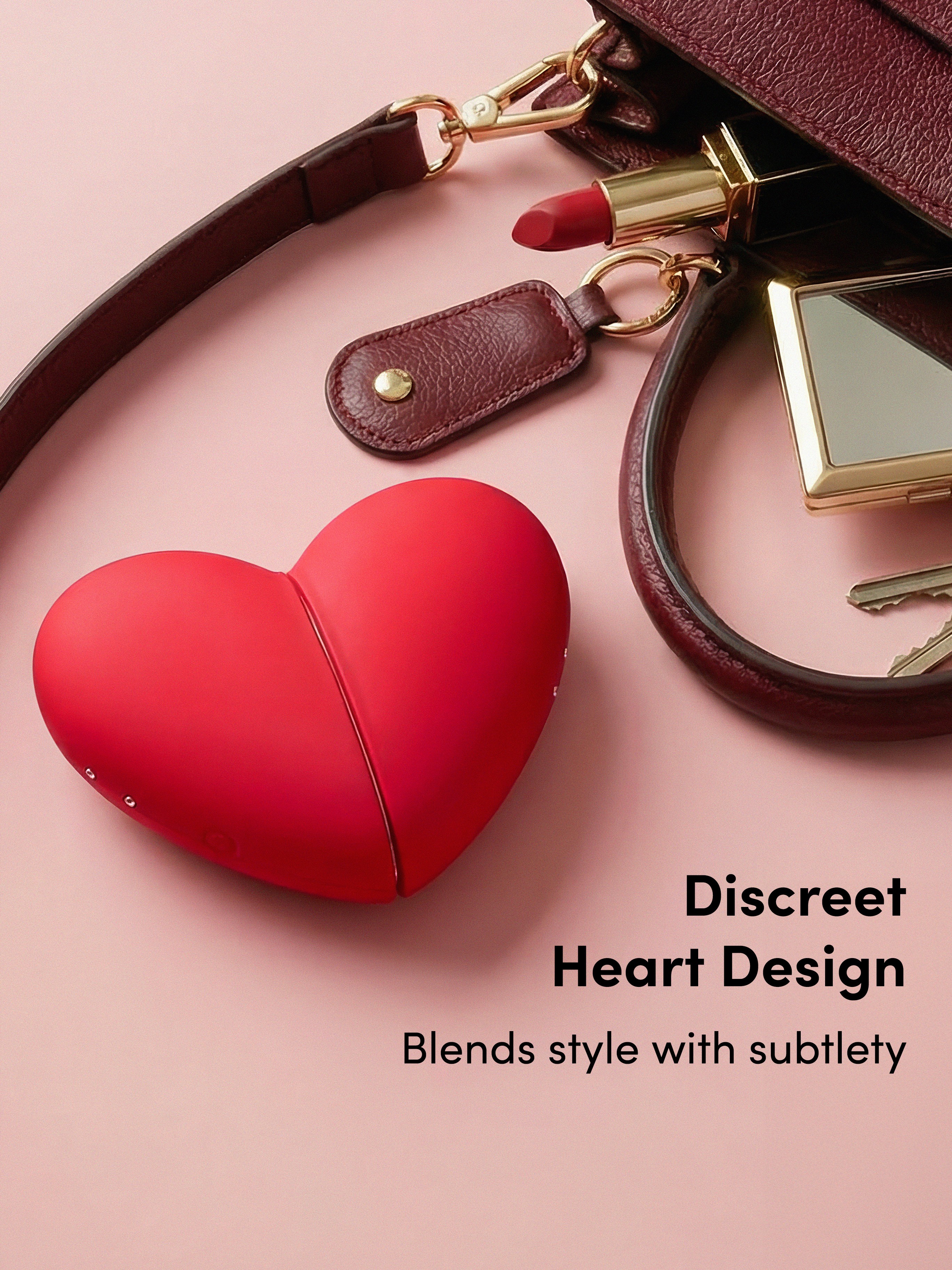 Lovehoney Heart Duo Clitoral Suction and Licking Stimulator, Red, hi-res