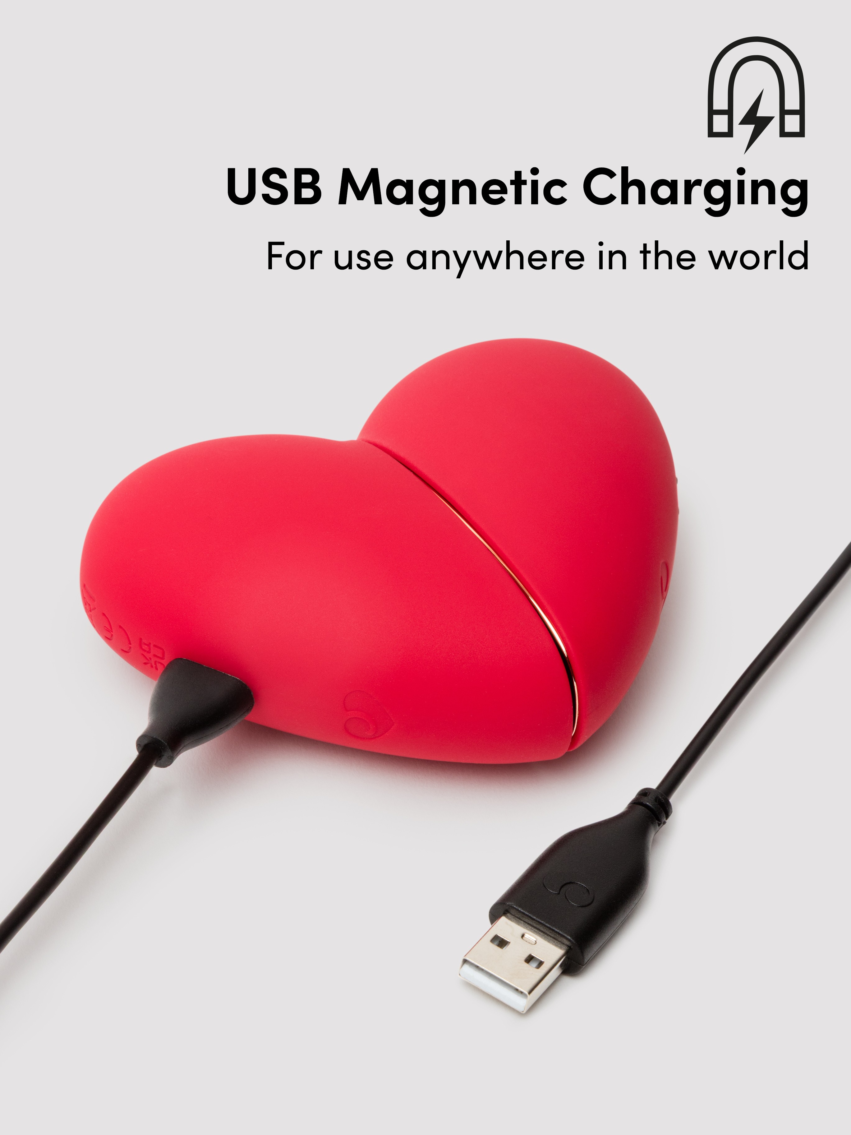 Lovehoney Heart Duo Clitoral Suction and Licking Stimulator, Red, hi-res