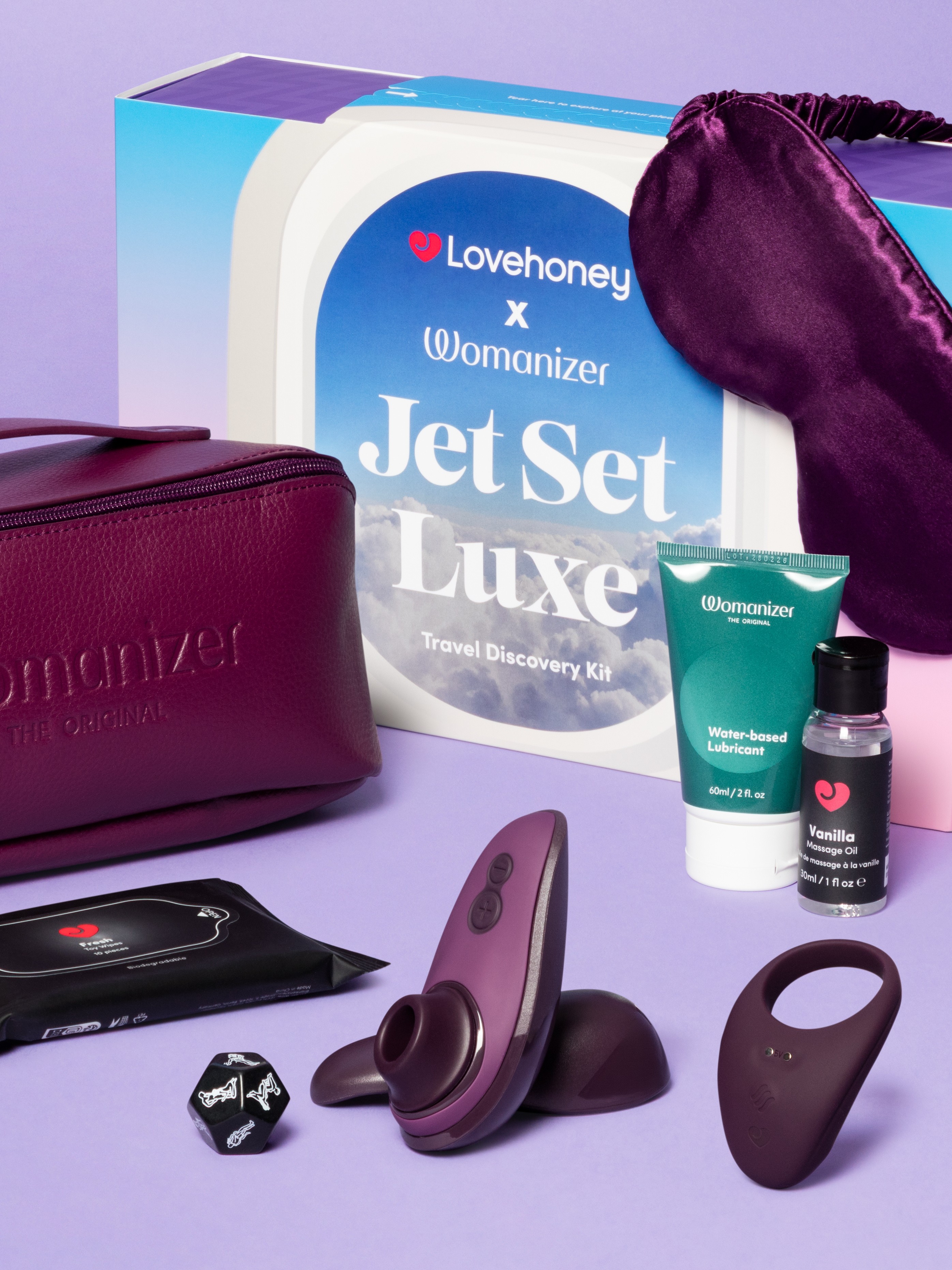 Lovehoney X Womanizer Jet Set Luxe Kit, Purple, hi-res