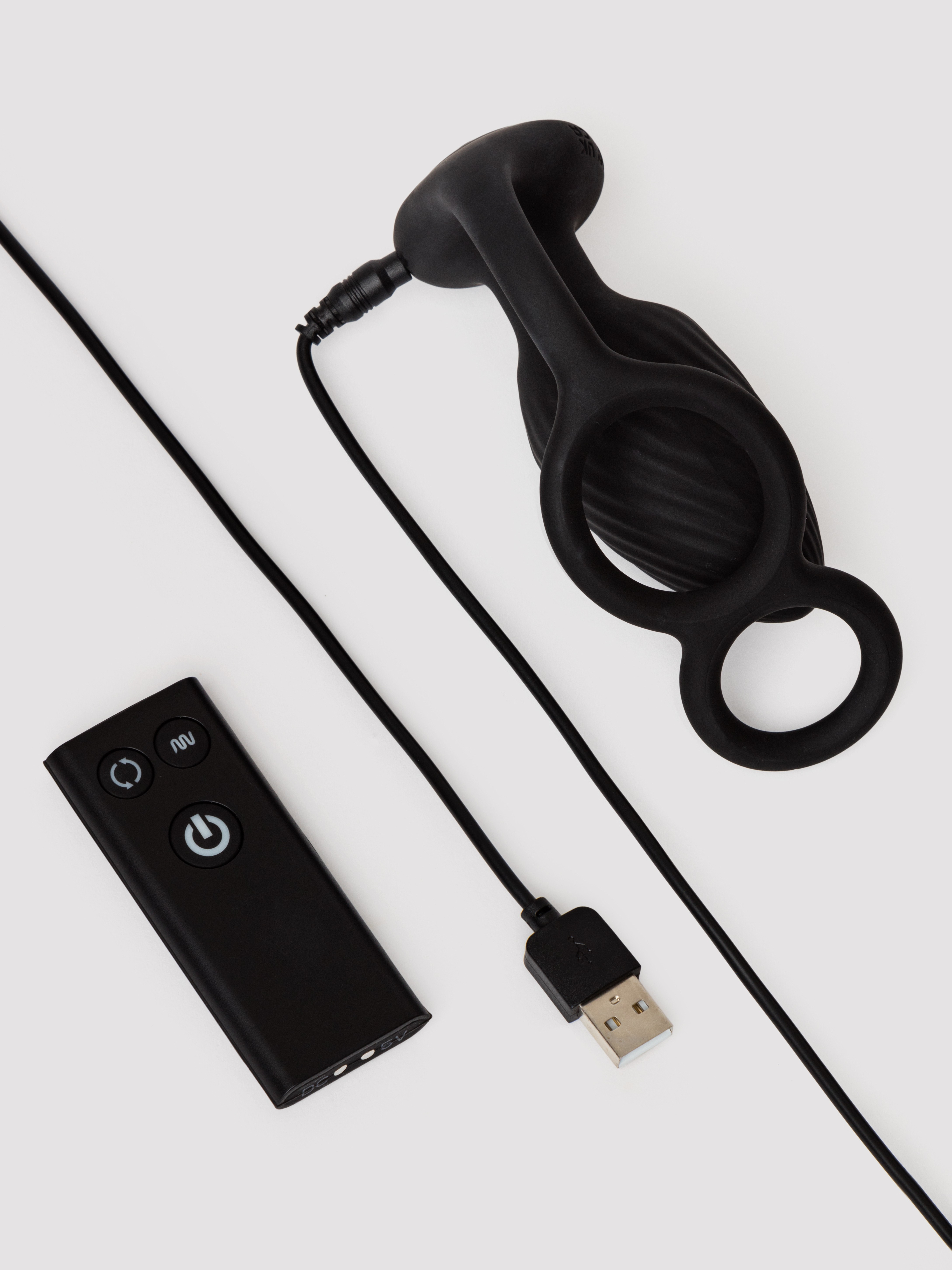 Nexus Tornado Rotating Remote Controlled Butt Plug with Cock Ring, Black, hi-res