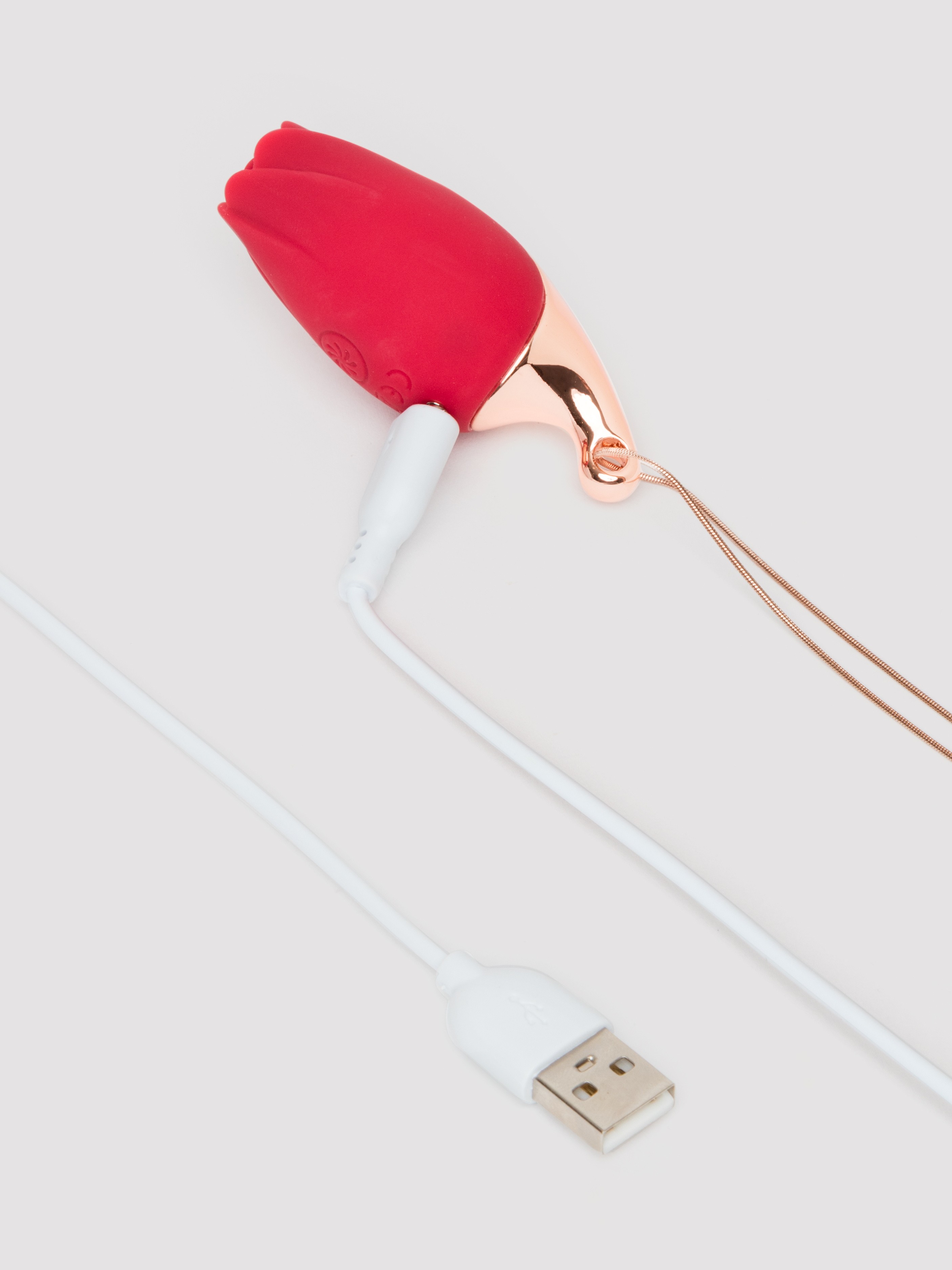 PATINA Rechargeable Vibrating Silicone Rose Necklace, Red, hi-res