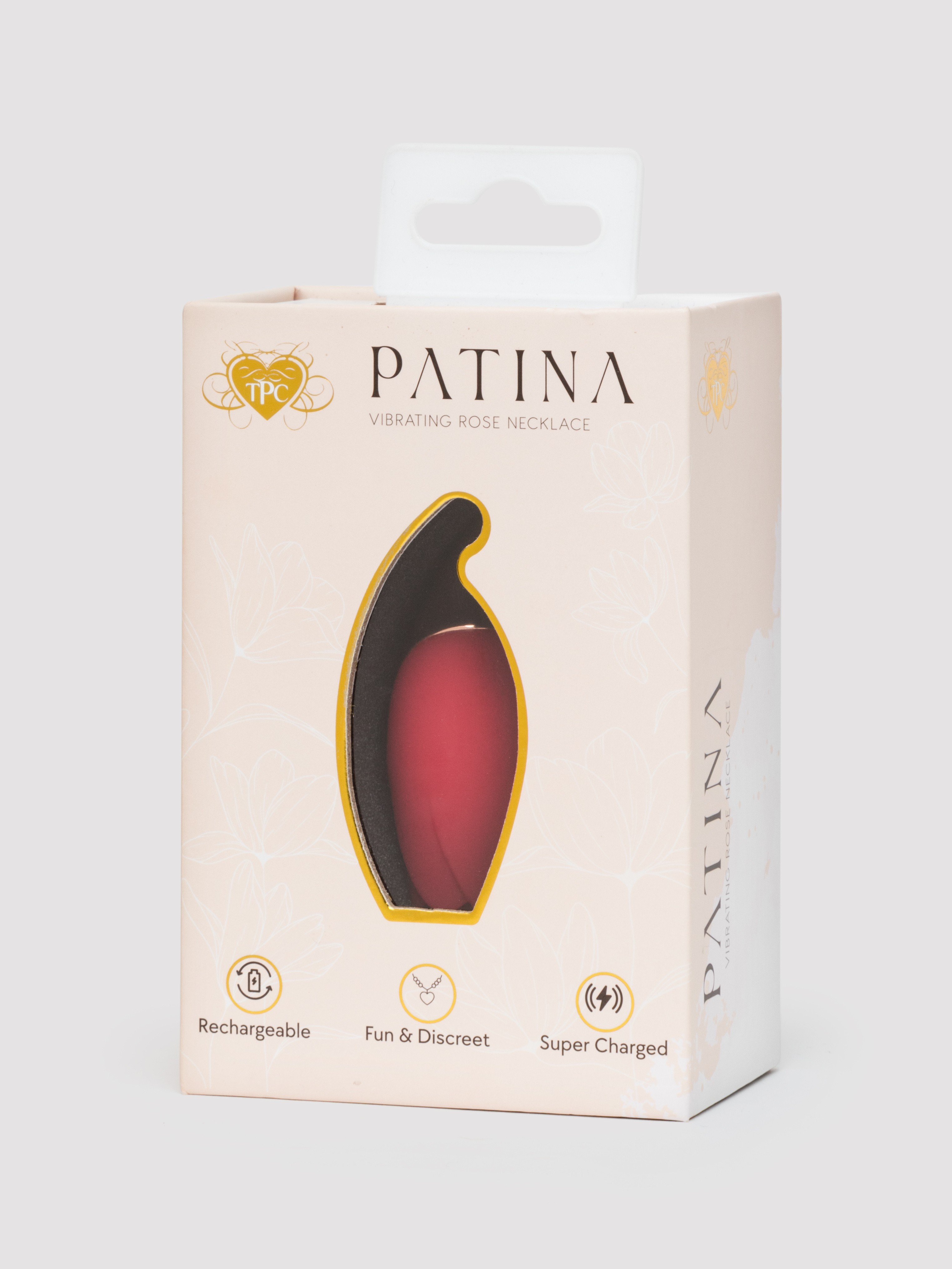 PATINA Rechargeable Vibrating Silicone Rose Necklace, Red, hi-res