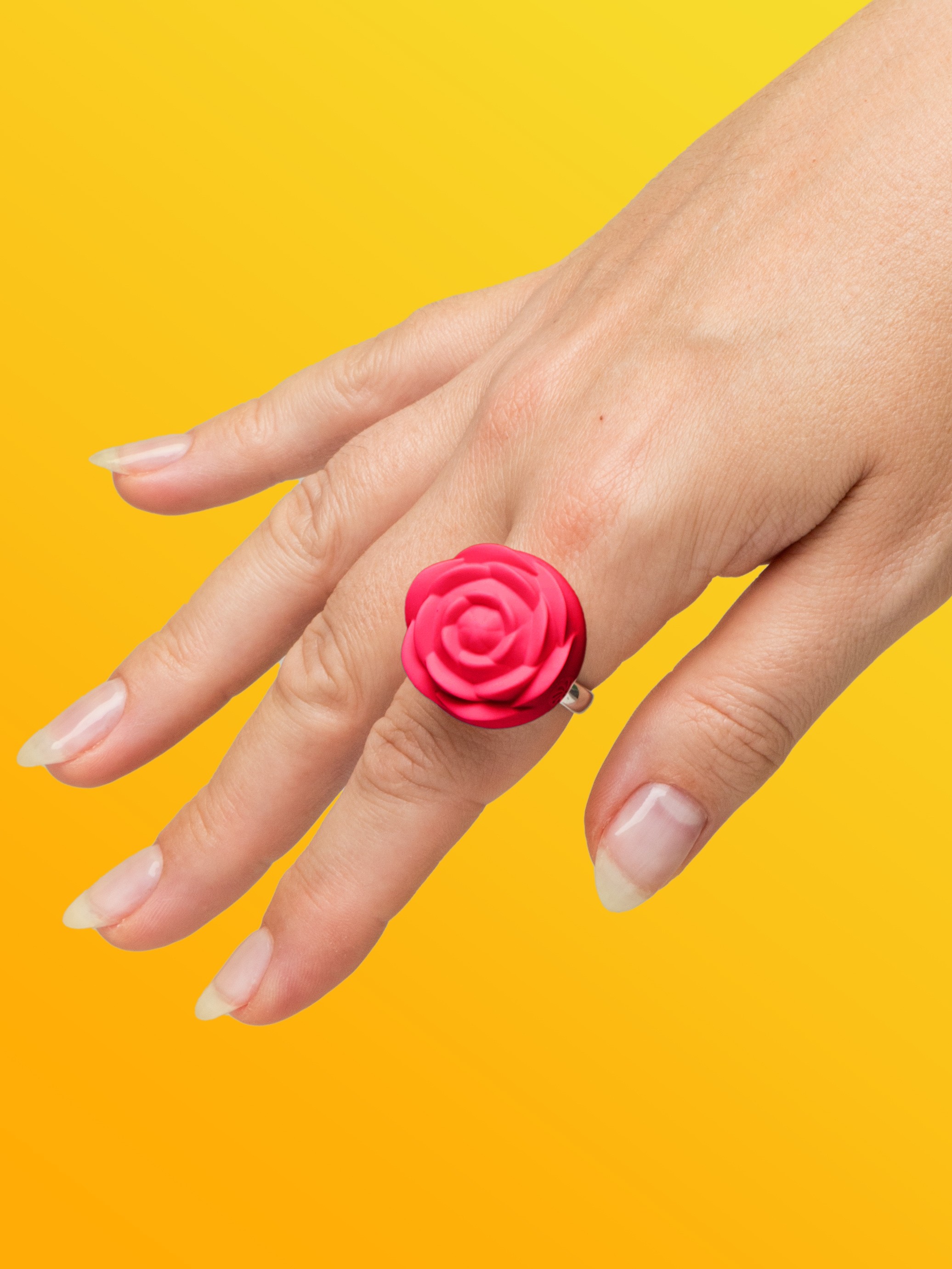 FIORE Rechargeable Vibrating Silicone Rose Ring, Red, hi-res