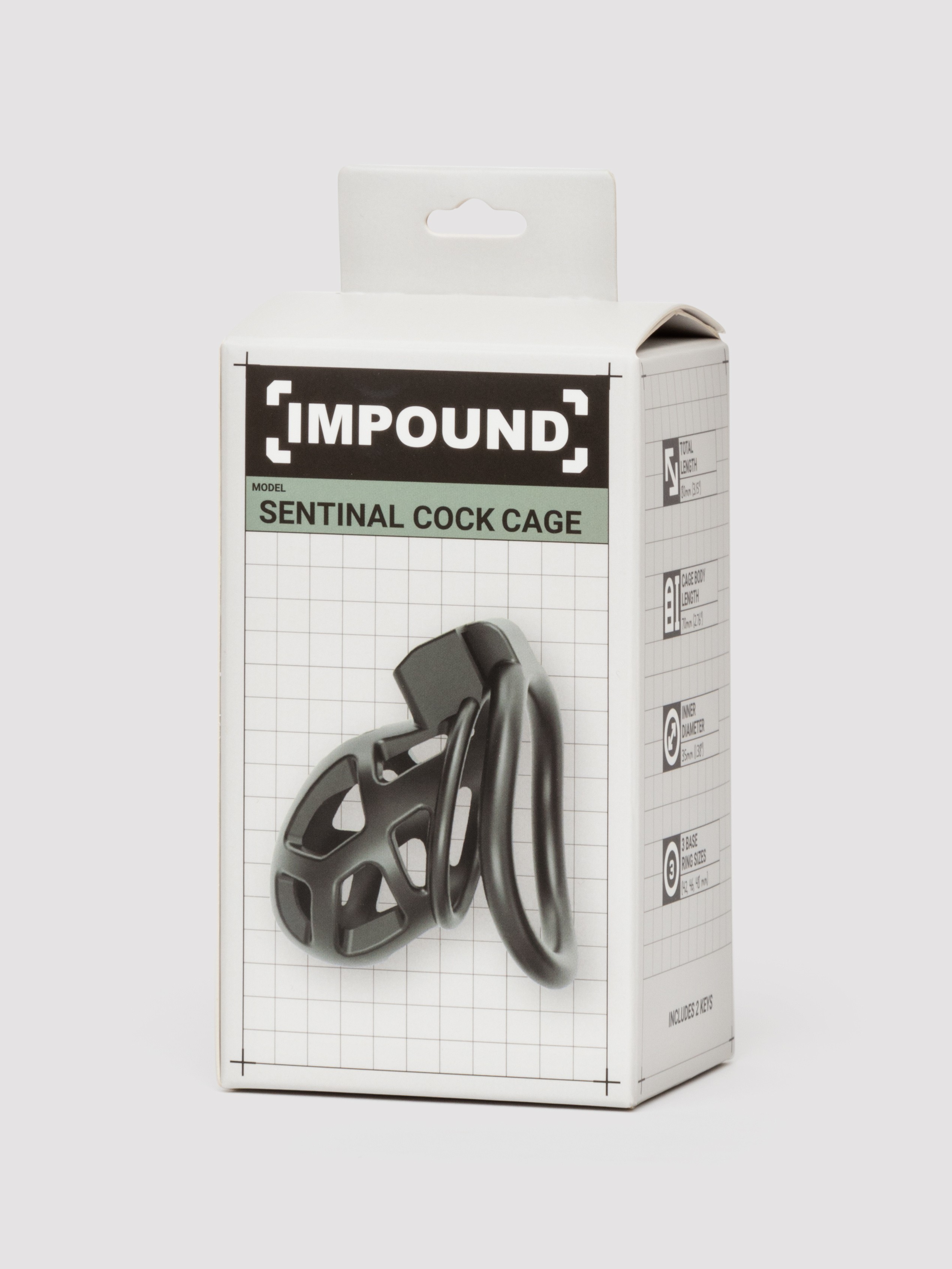 Impound Sentinal Cock Cage 3 Inch, Black, hi-res