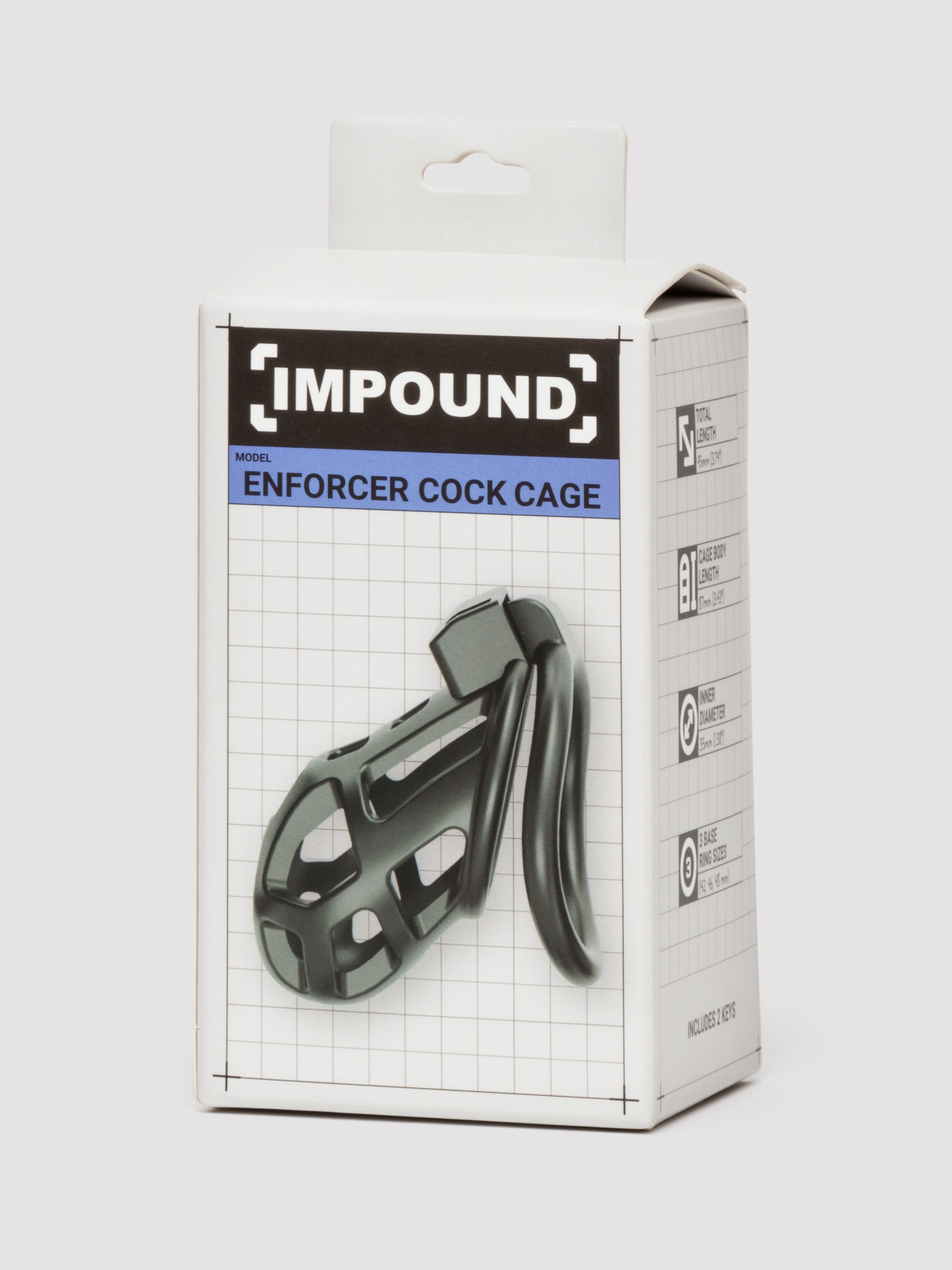 Impound Enforcer Cock Cage 3.5 Inch, Black, hi-res