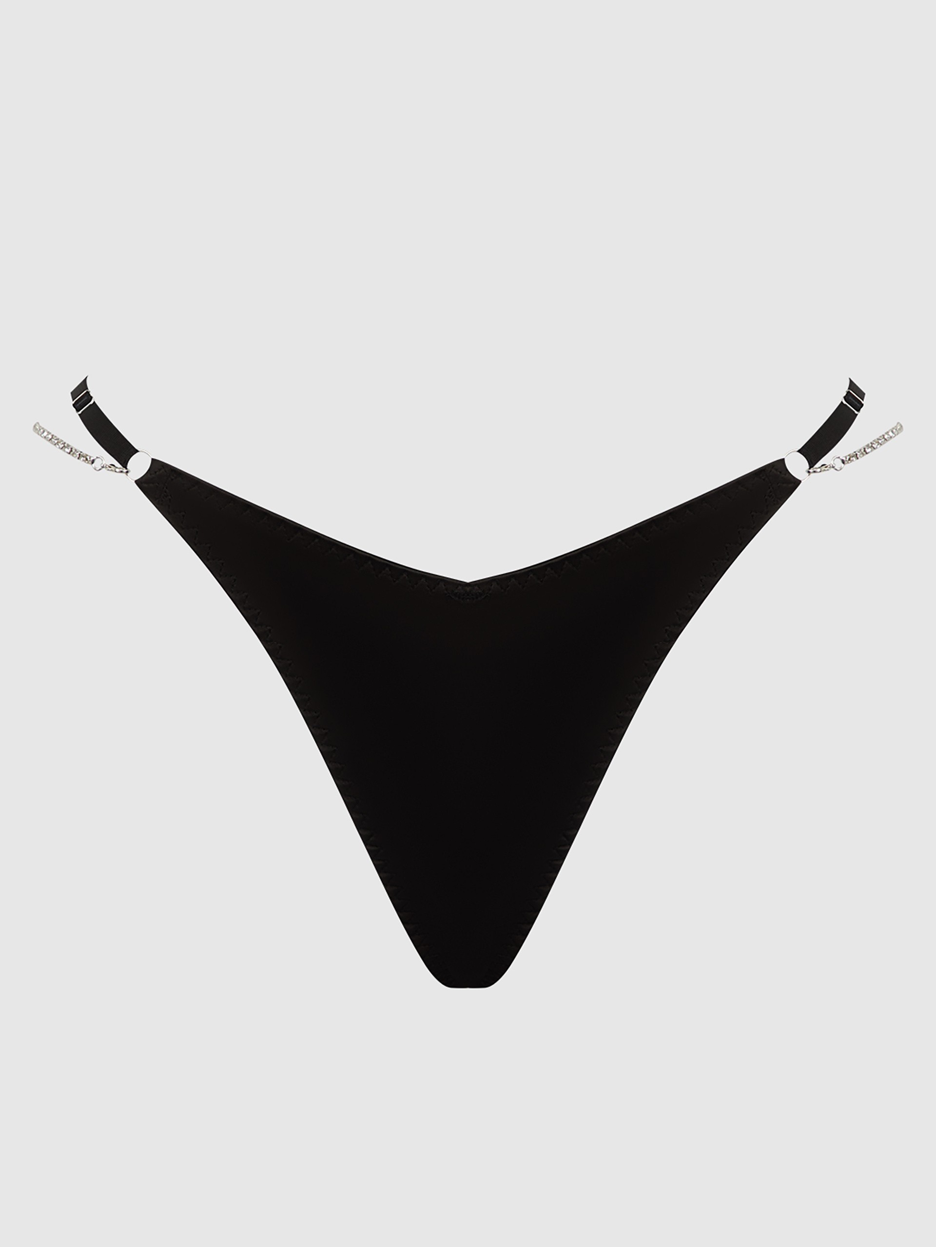 House of Desire Krystal Rhinestone & Side Slider Thong, Black, hi-res