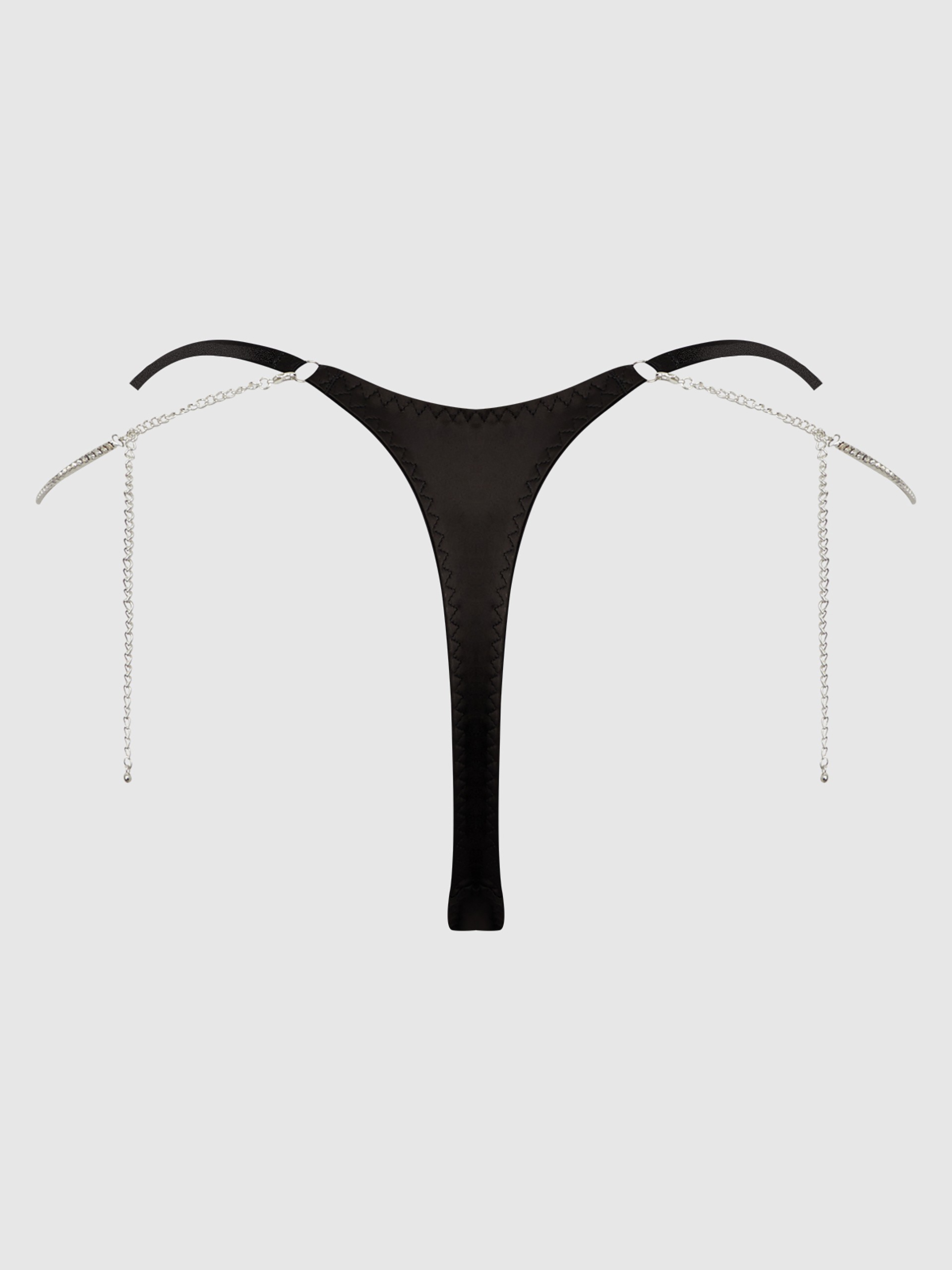 House of Desire Krystal Rhinestone & Side Slider Thong, Black, hi-res