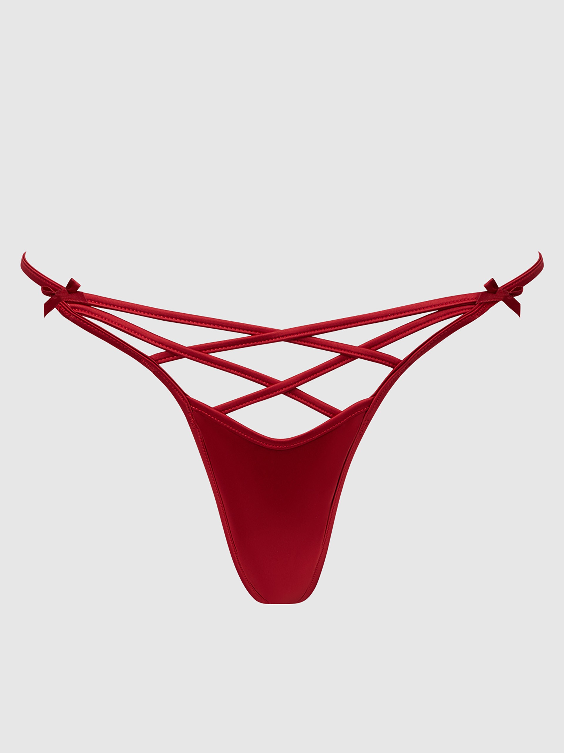 House of Desire Brigeta Satin Open Back Knicker, Red, hi-res