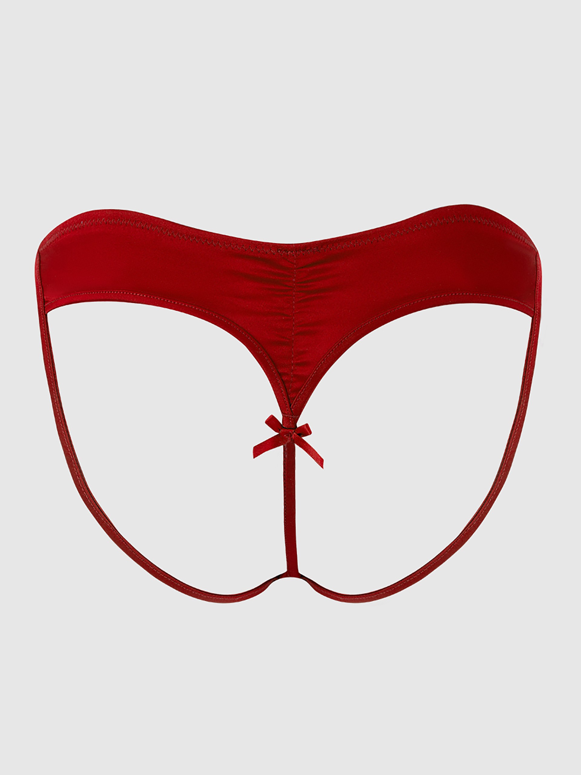 House of Desire Brigeta Satin Open Back Knicker, Red, hi-res