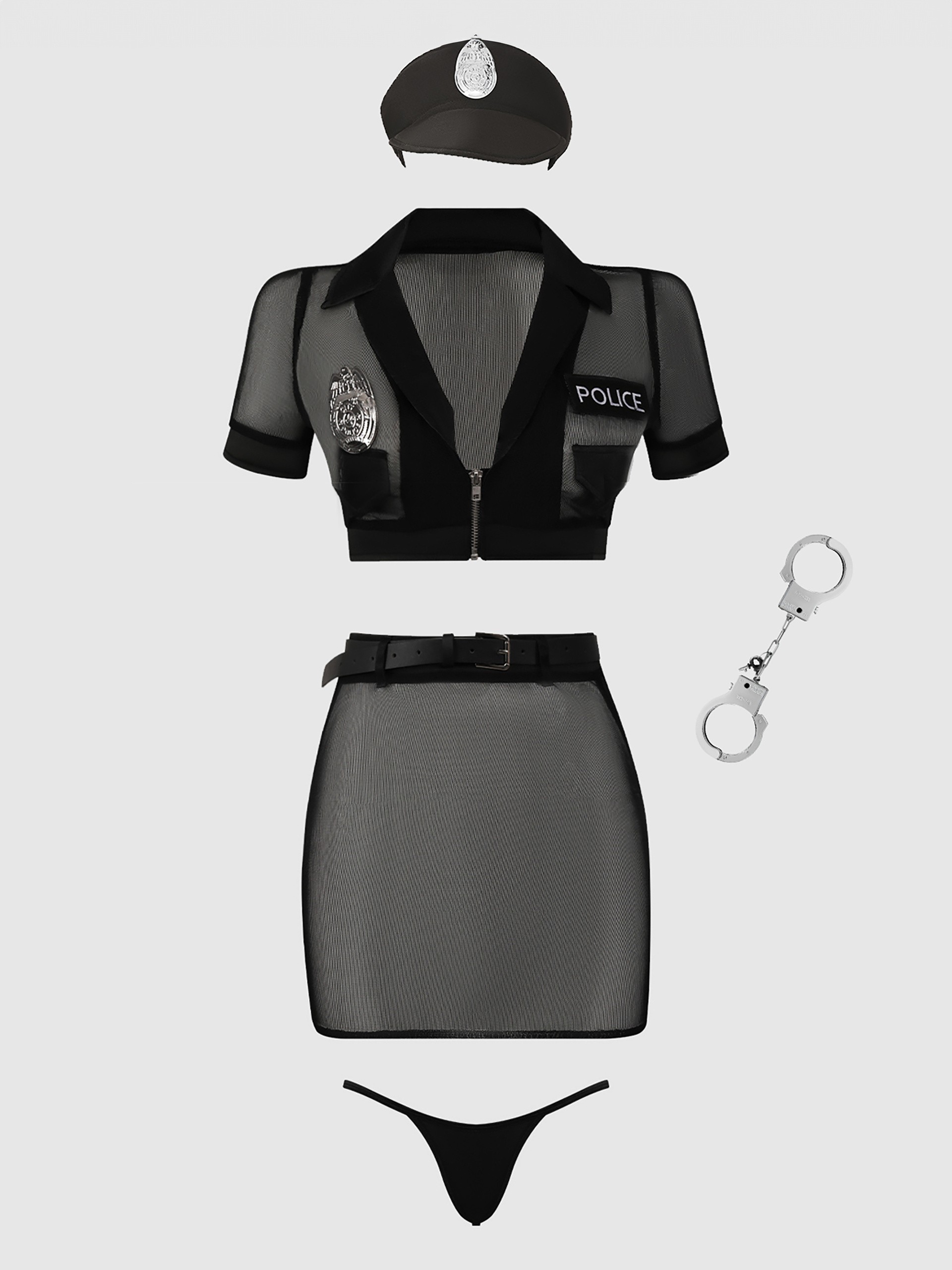 House of Desire Police Set with Open Back, Black, hi-res