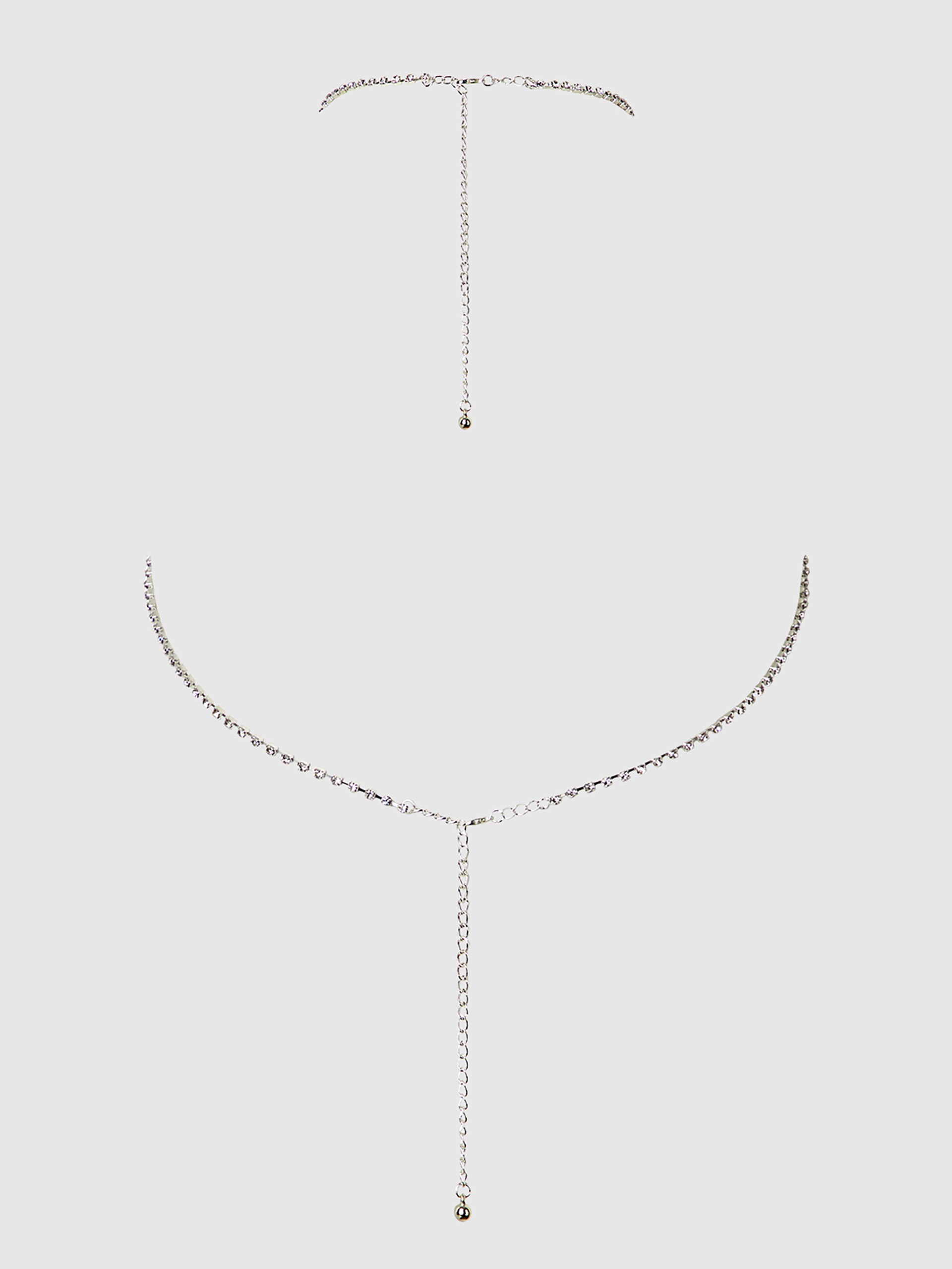 House of Desire Silver Rhinestone Bustier, Silver, hi-res