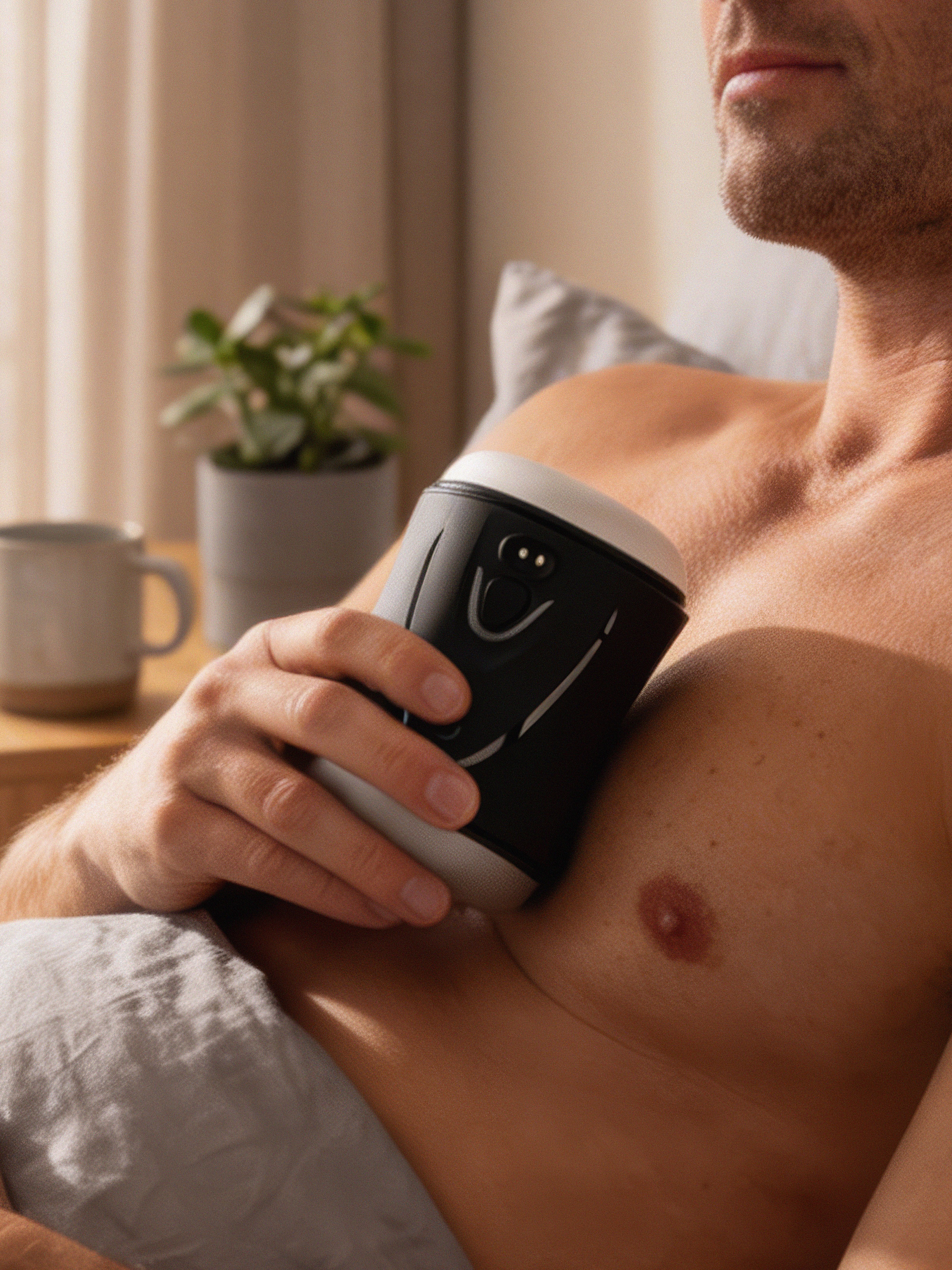 Blowmotion Squeezable Vibrating Masturbator, Black, hi-res