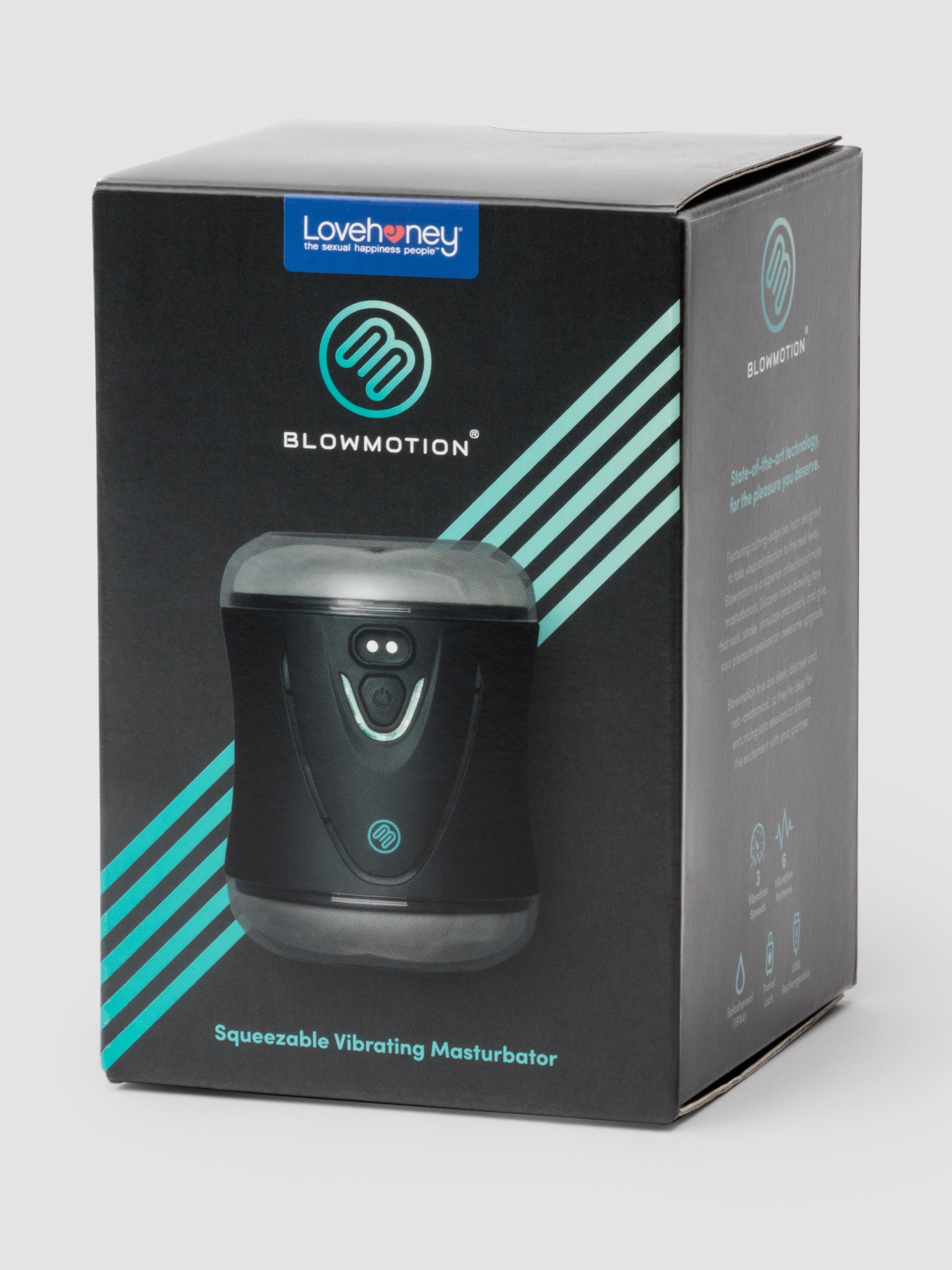 Blowmotion Squeezable Vibrating Masturbator, Black, hi-res