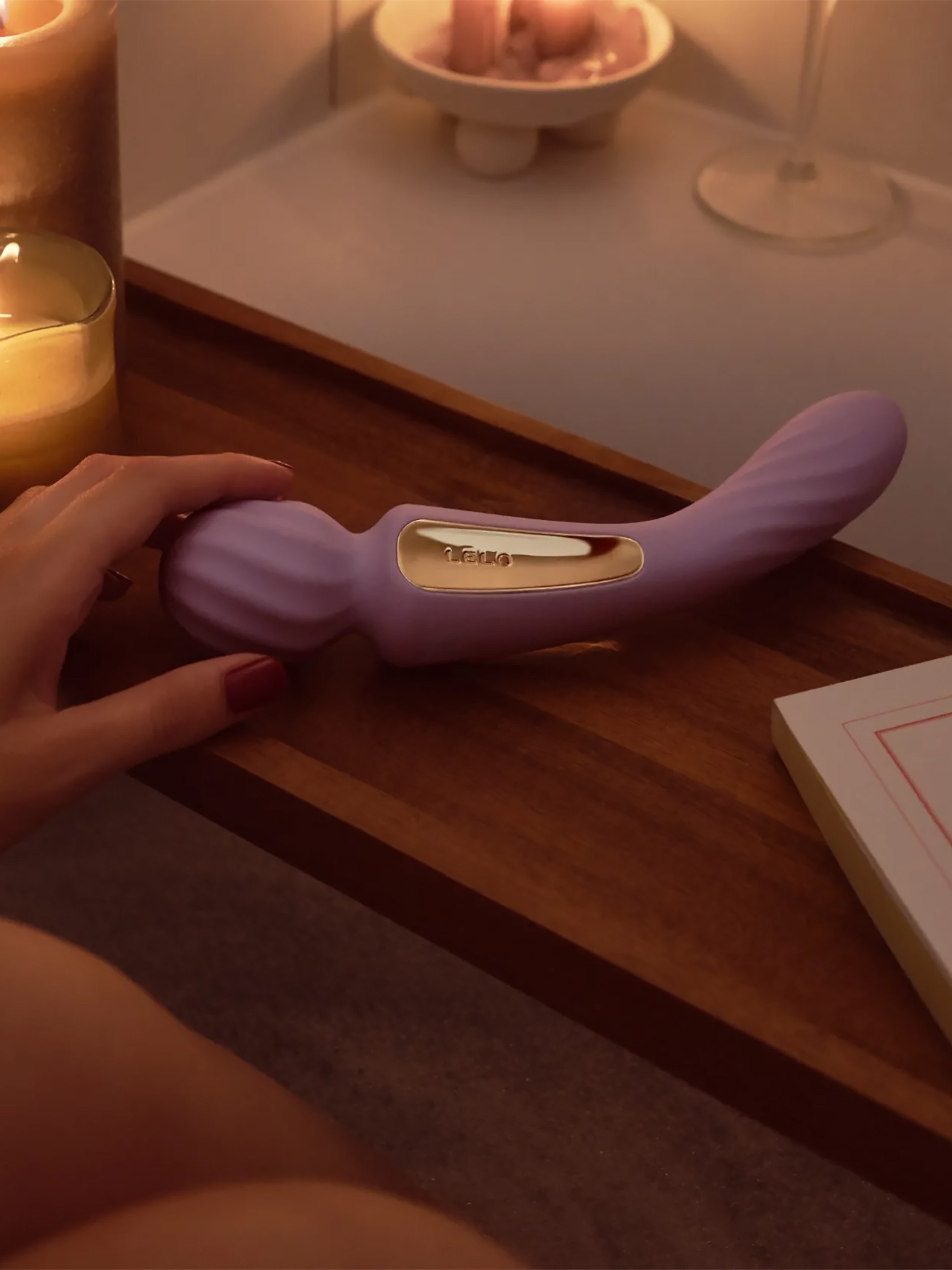 Lelo SWITCH App Controlled Double Ended Textured Wand Vibrator, Purple, hi-res