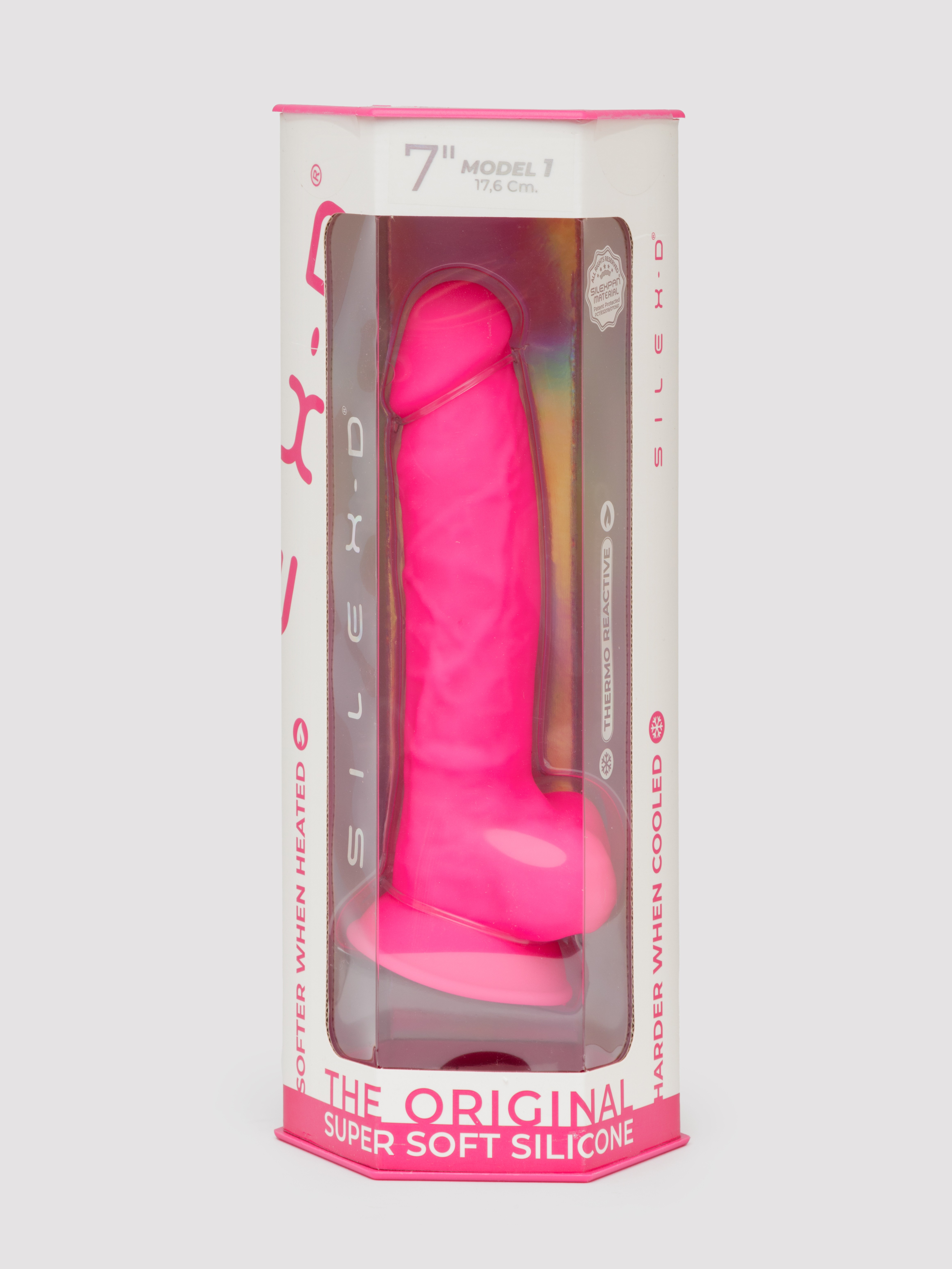 SILEXD Dual Density Pink Silicone Realistic Dildo 7 Inch, Pink, hi-res