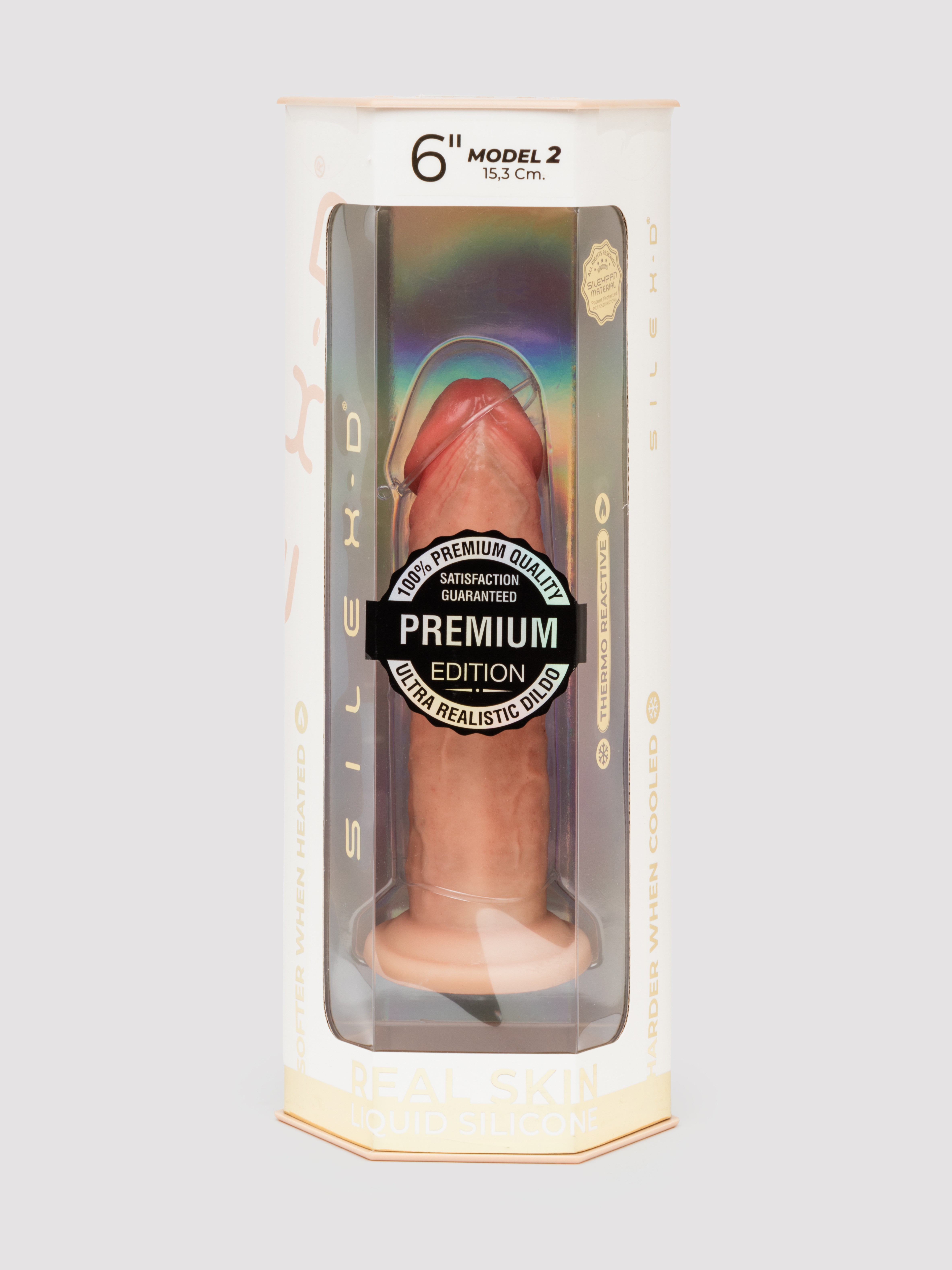 SILEXD Premium Flesh Pink Real Skin Thermo-Reactive Dildo 6 Inch, Flesh Tan, hi-res