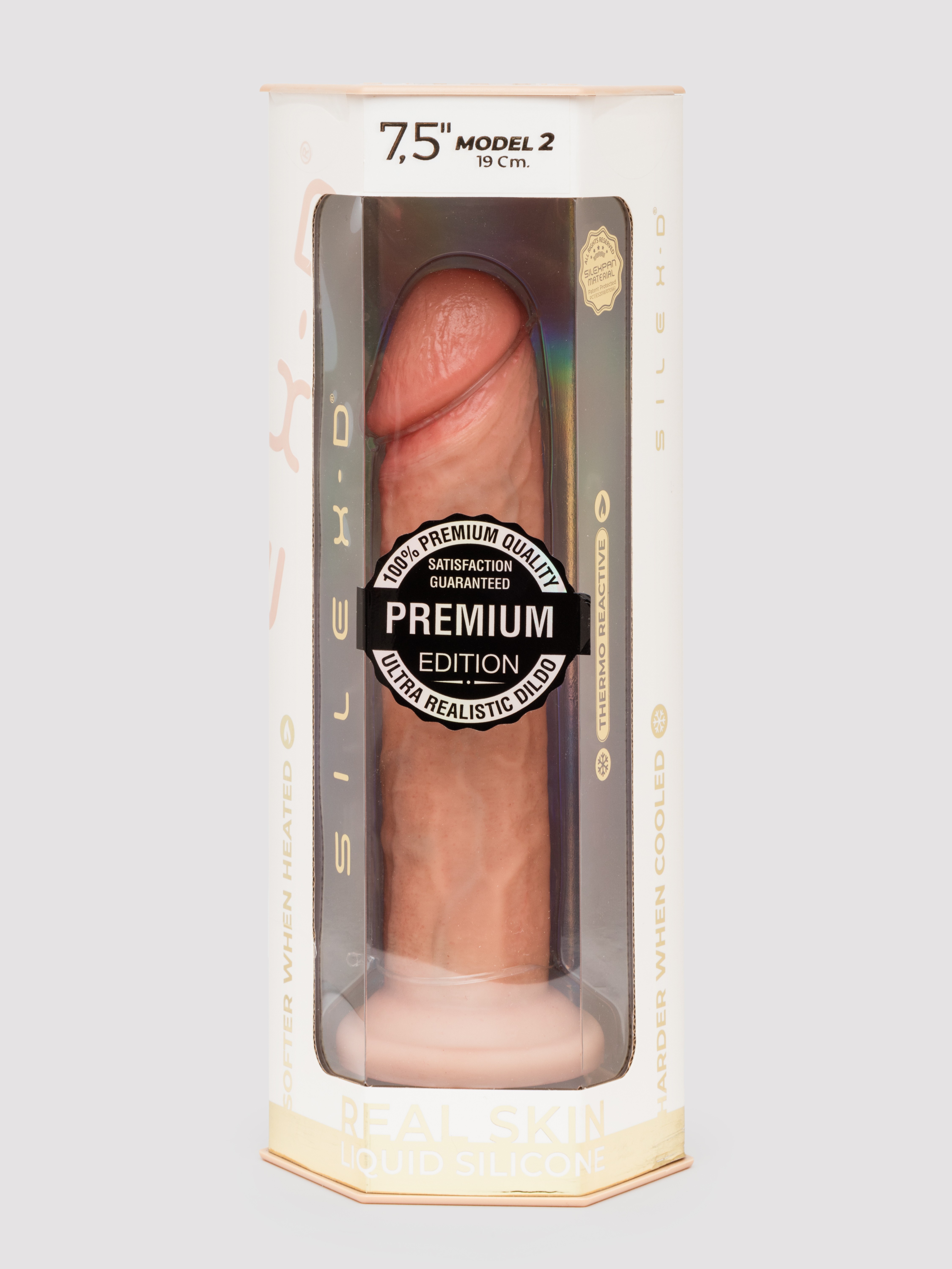 SILEXD Premium Flesh Pink Real Skin Thermo-Reactive Dildo 7.5 Inch, Flesh Tan, hi-res