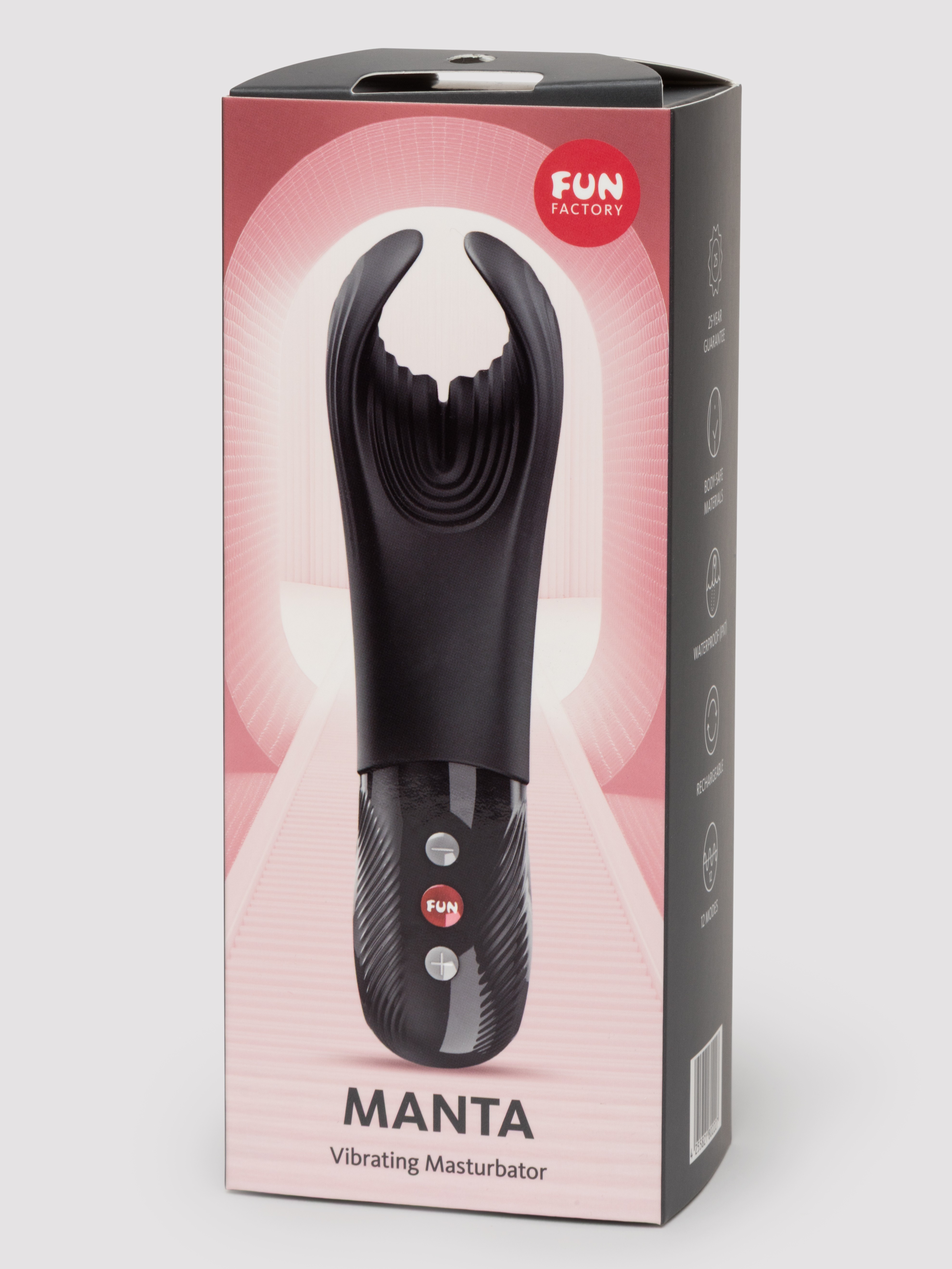 Fun Factory Manta Black Rechargeable Vibrating Male Masturbator, Black, hi-res