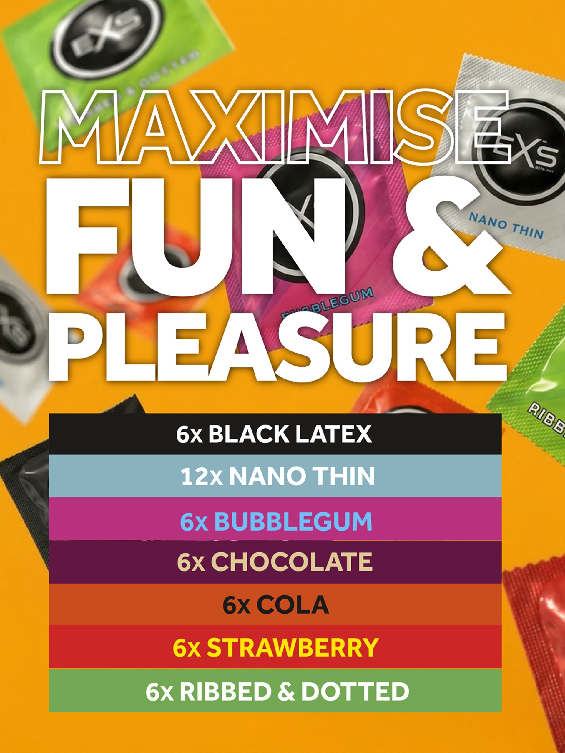 EXS Variety Pack 1 Latex Condoms (48 Pack), , hi-res