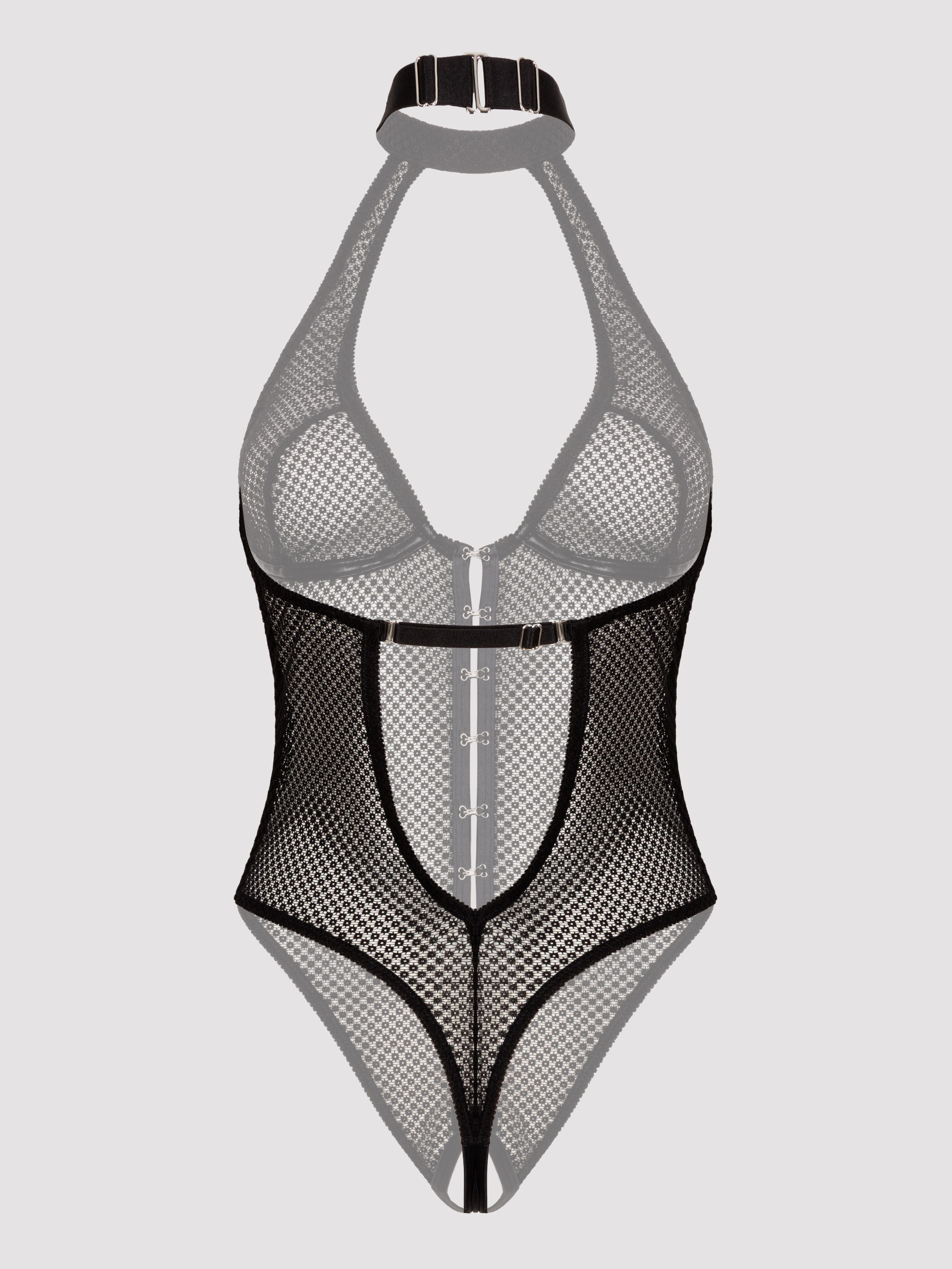 Lovehoney Forbidden Romance Black Mesh Crotchless Body, Black, hi-res