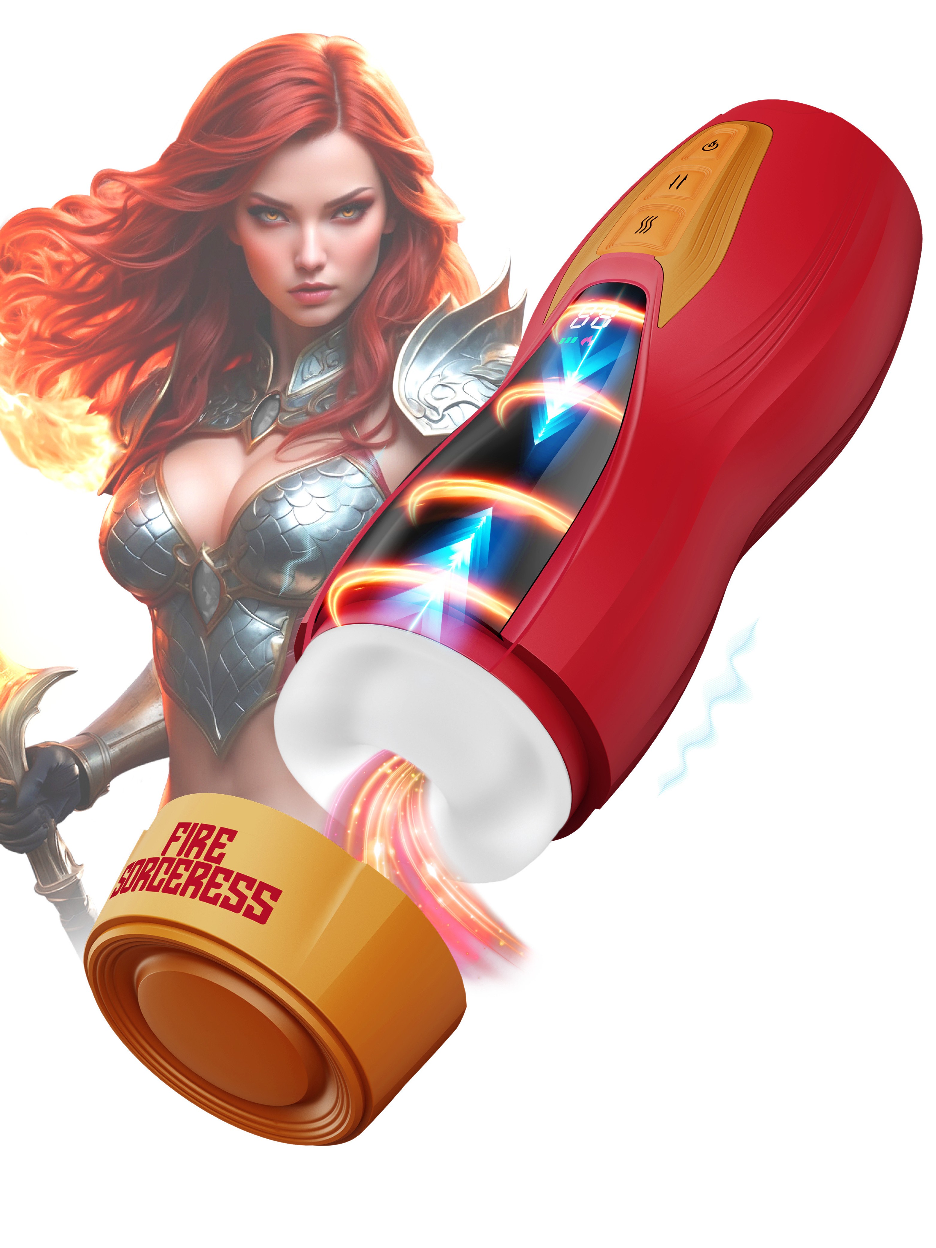 Solara Fire Sorceress Heating, Suction and Squeezing Virtual Reality Masturbator, Red, hi-res