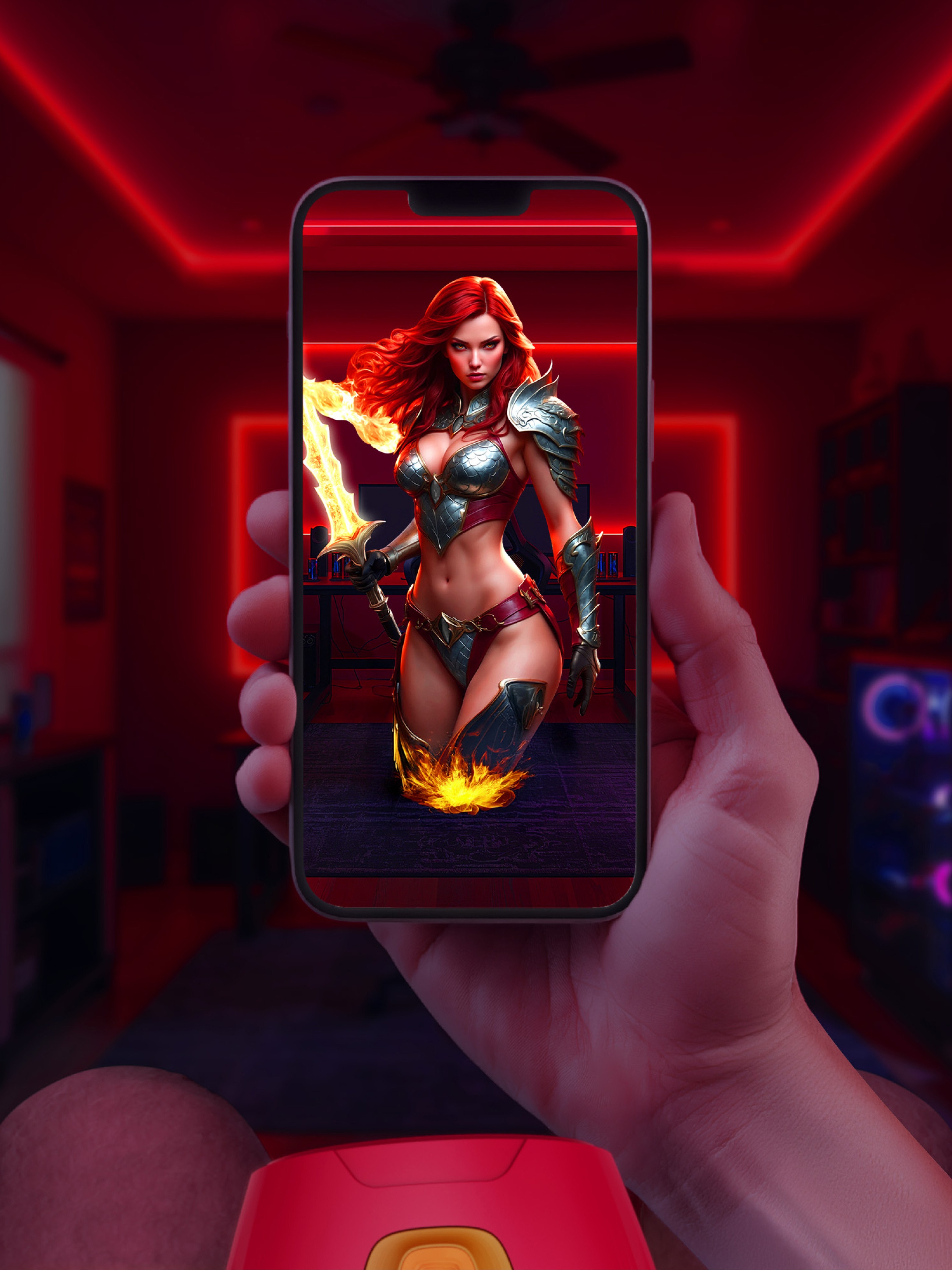 Solara Fire Sorceress Heating, Suction and Squeezing Virtual Reality Masturbator, Red, hi-res