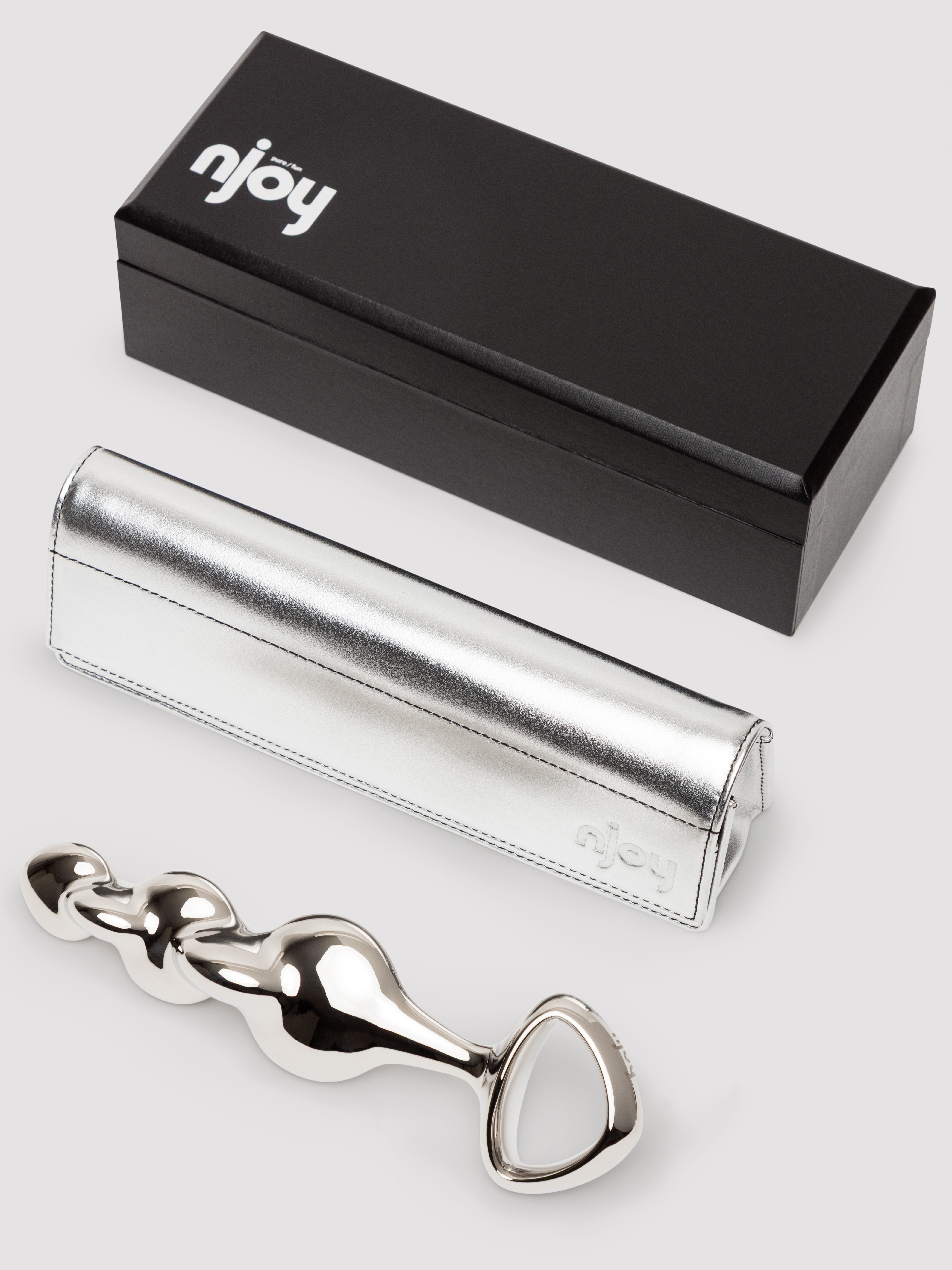 njoy Disco Rippled Textured Stainless Steel G/P-Spot Dildo, Silver, hi-res