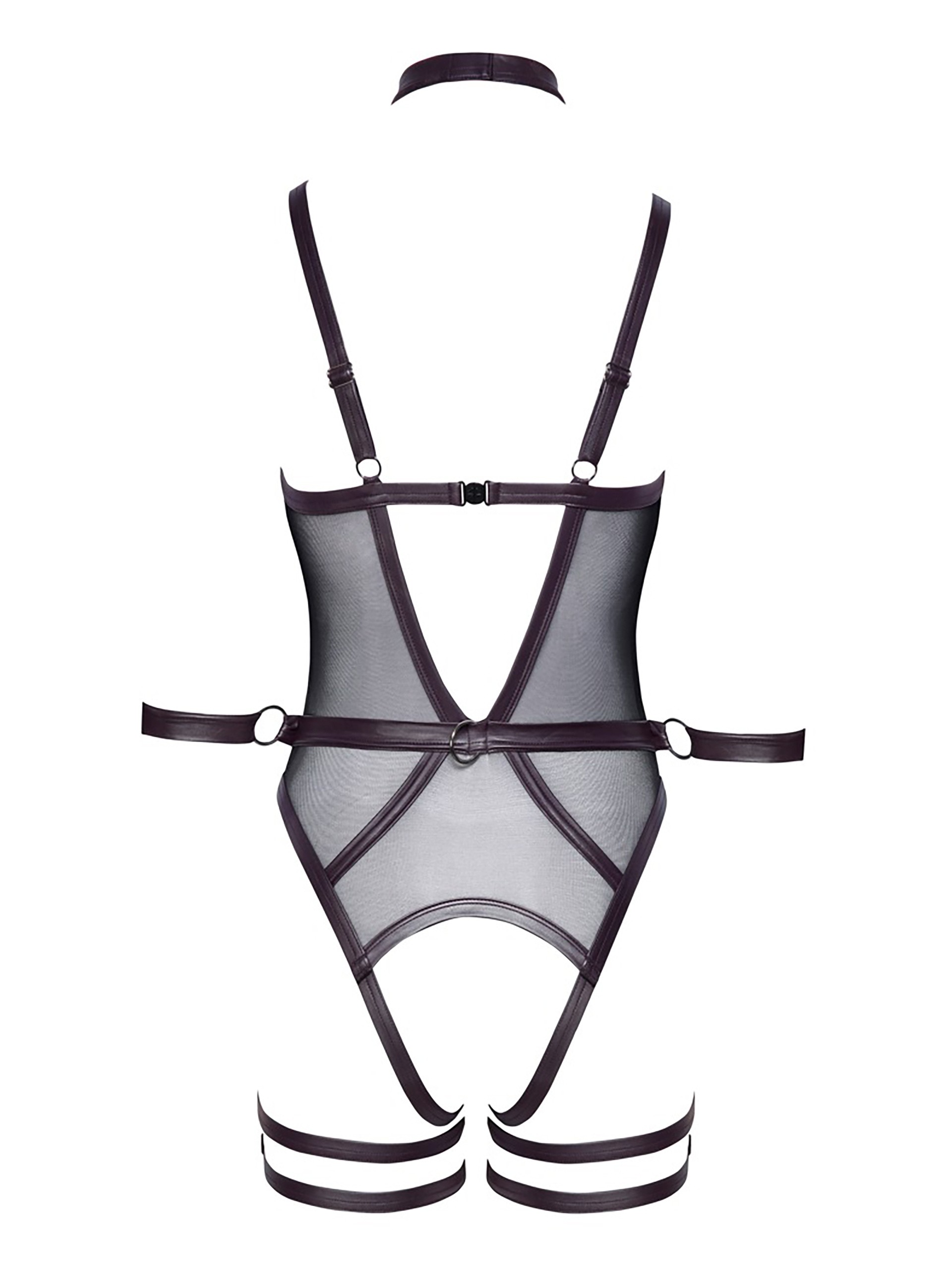 Cottelli Wet-Look Leash Restraint Body, Black, hi-res