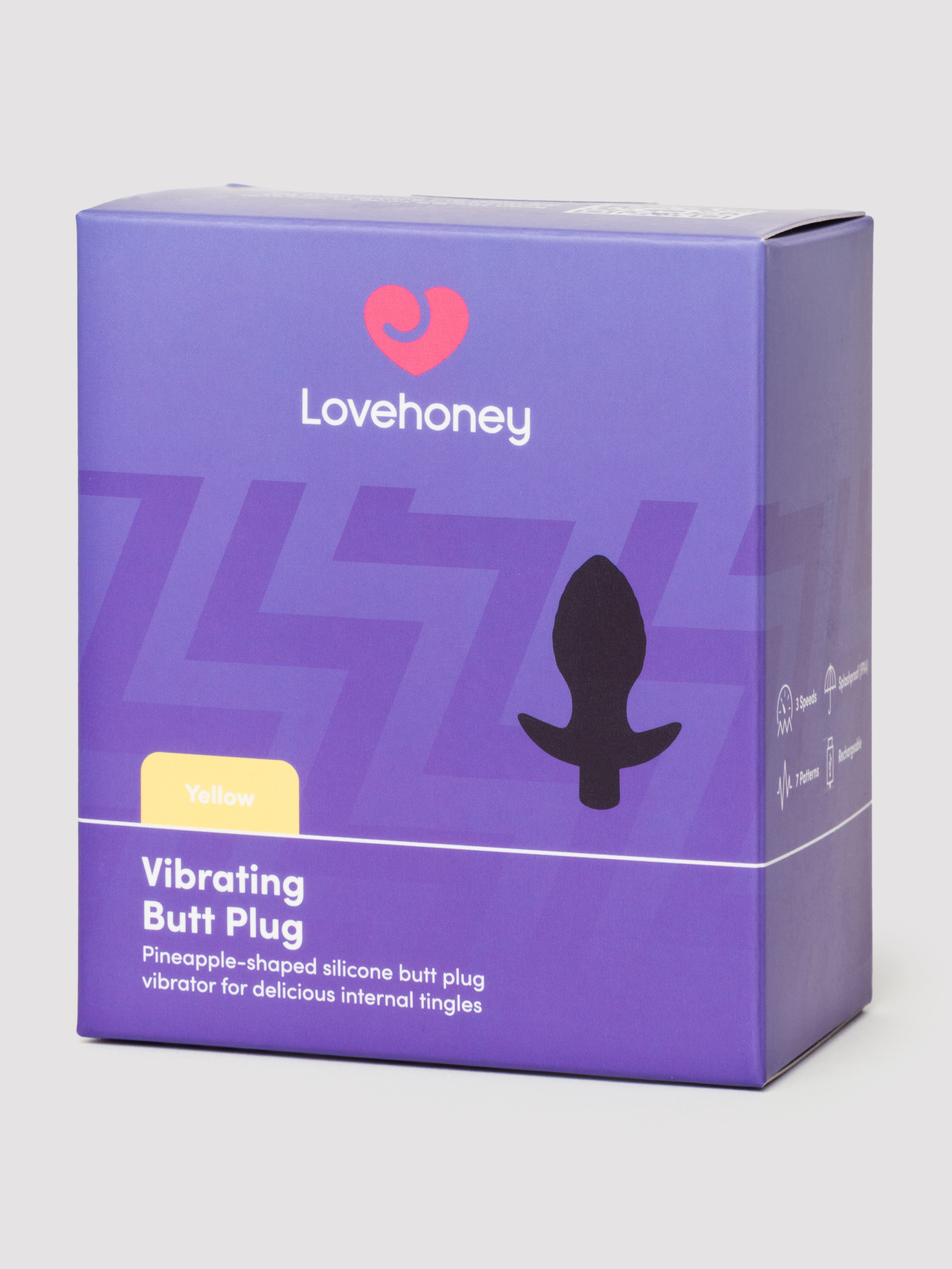 Lovehoney Pineapple Vibrating Butt Plug, Yellow, hi-res