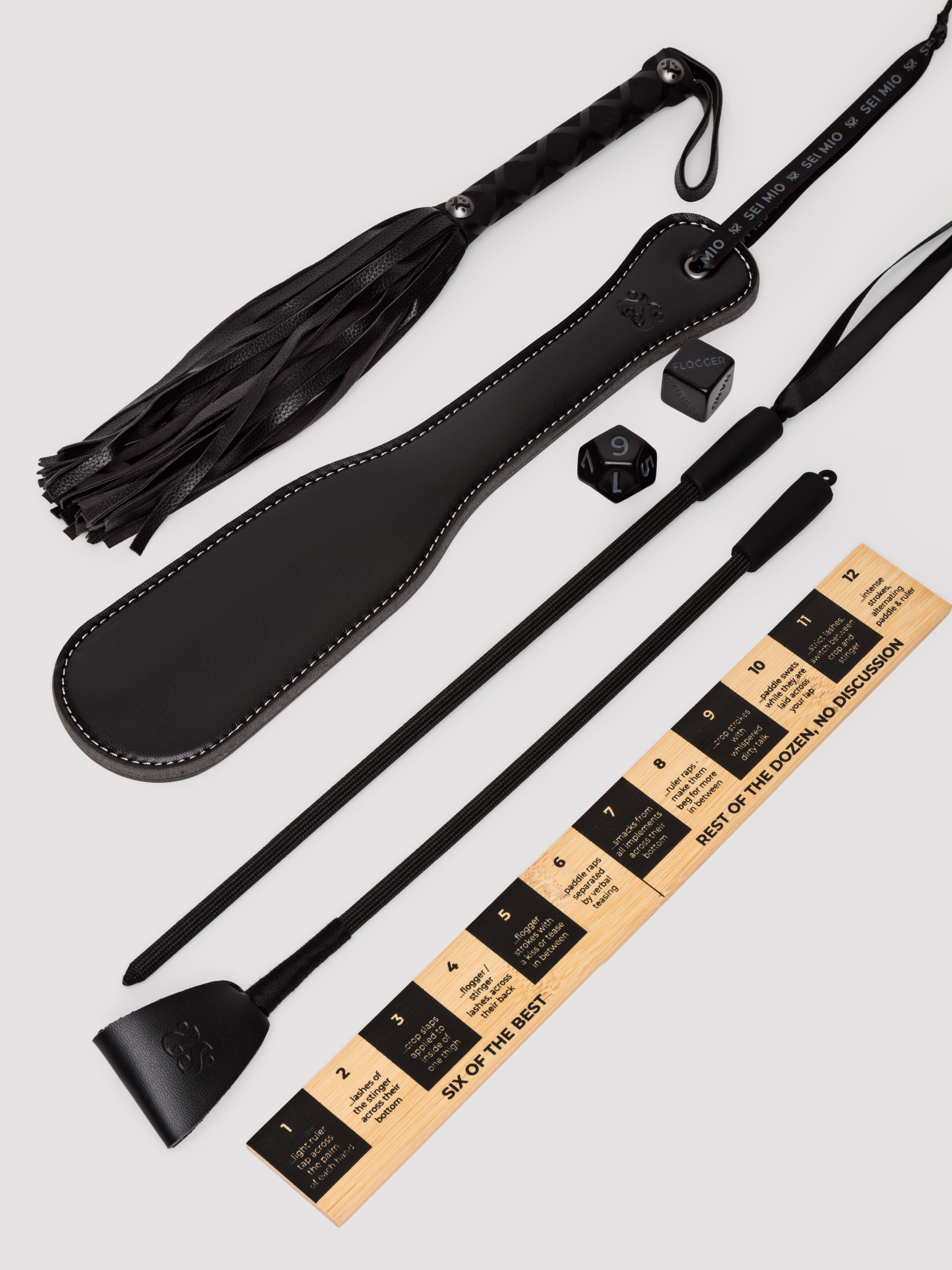 SEI MIO Correction Collection Impactful Punishment Spanking Kit (5 Piece), Black, hi-res