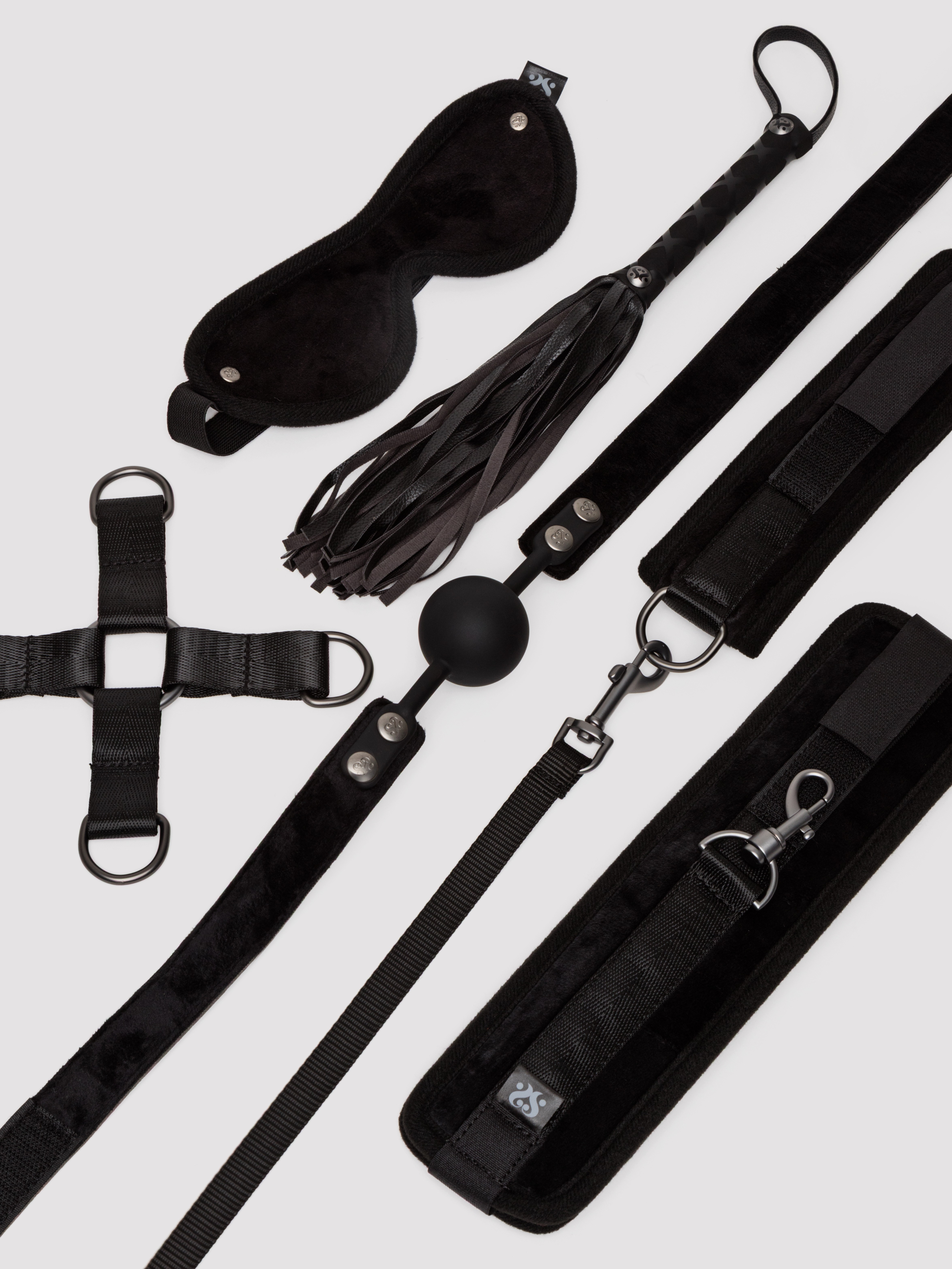 SEI MIO Delectable Domination Supreme Hog Tied Submissive Play Set (7 Piece), Black, hi-res