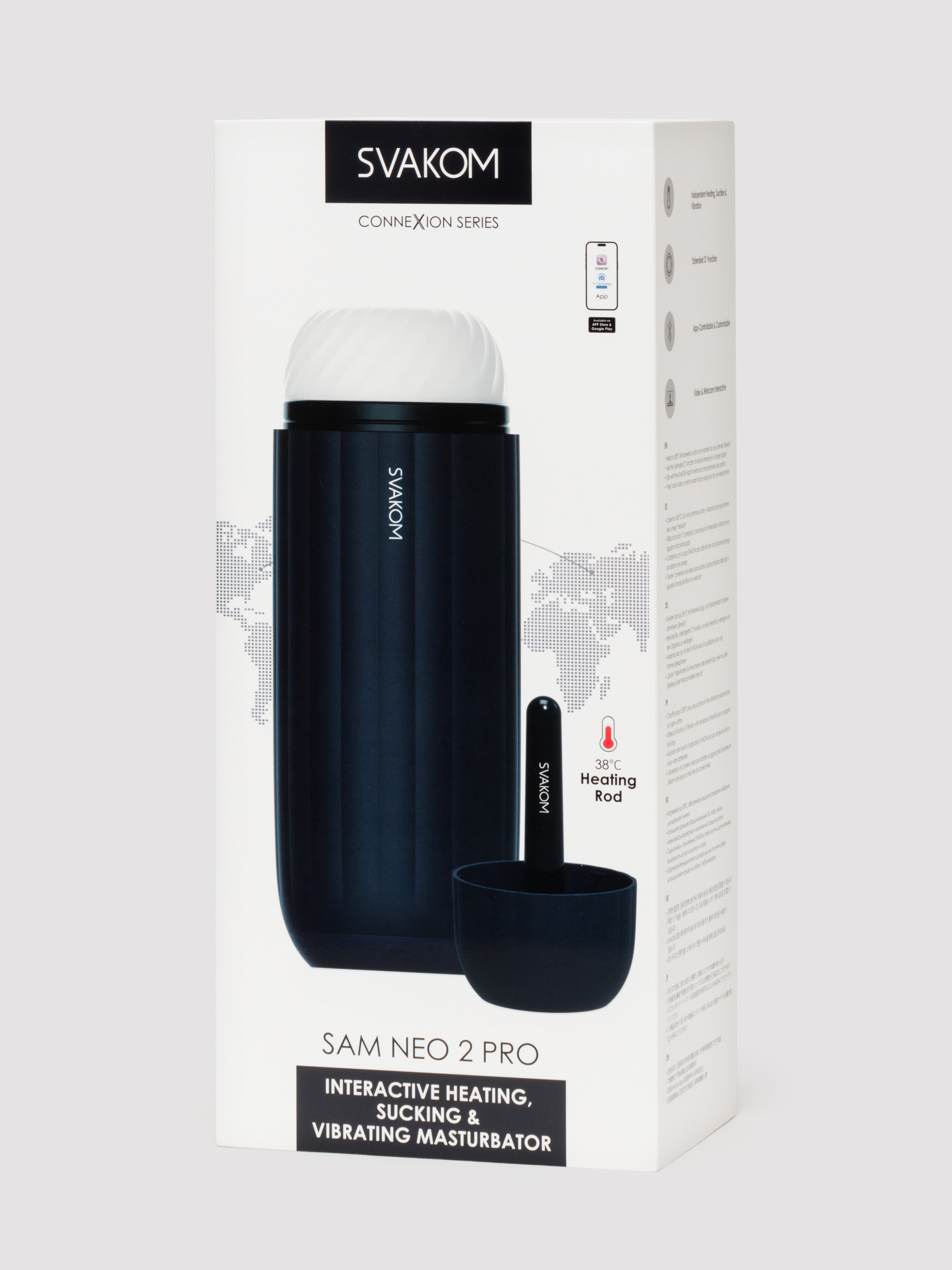 Svakom Sam Neo 2 Pro Interactive Heating Sucking and Vibrating Masturbator, Black, hi-res