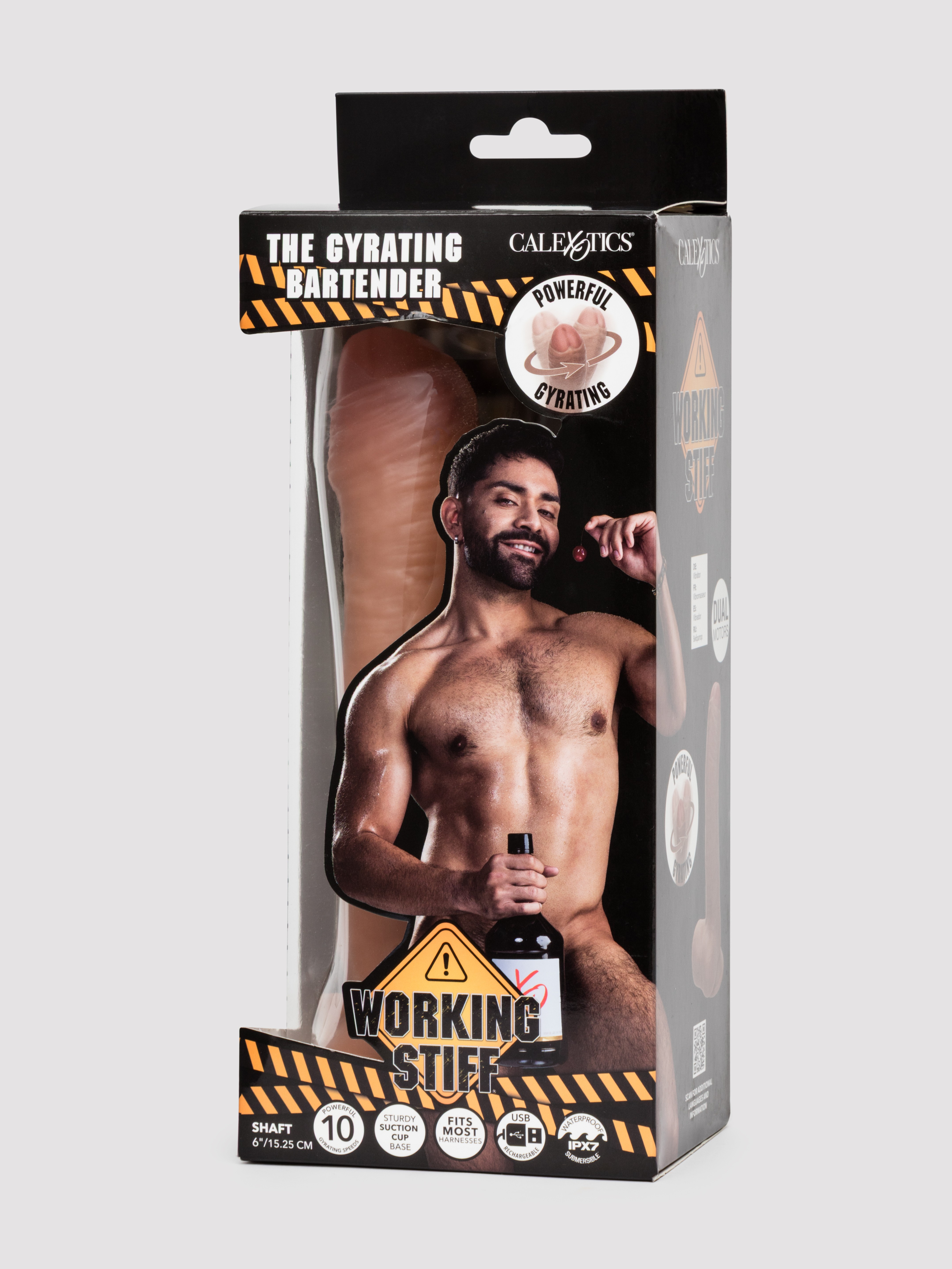 The Gyrating Rotating Bartender 6 Inch Realistic Dildo, Flesh Tan, hi-res