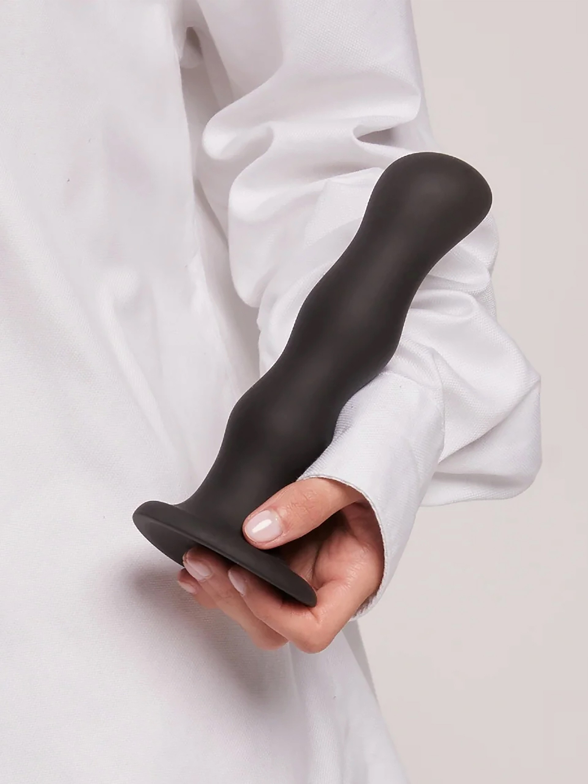 Strap-On-Me Soft Touch Silicone Geisha Balls Dildo 7 Inch, Black, hi-res