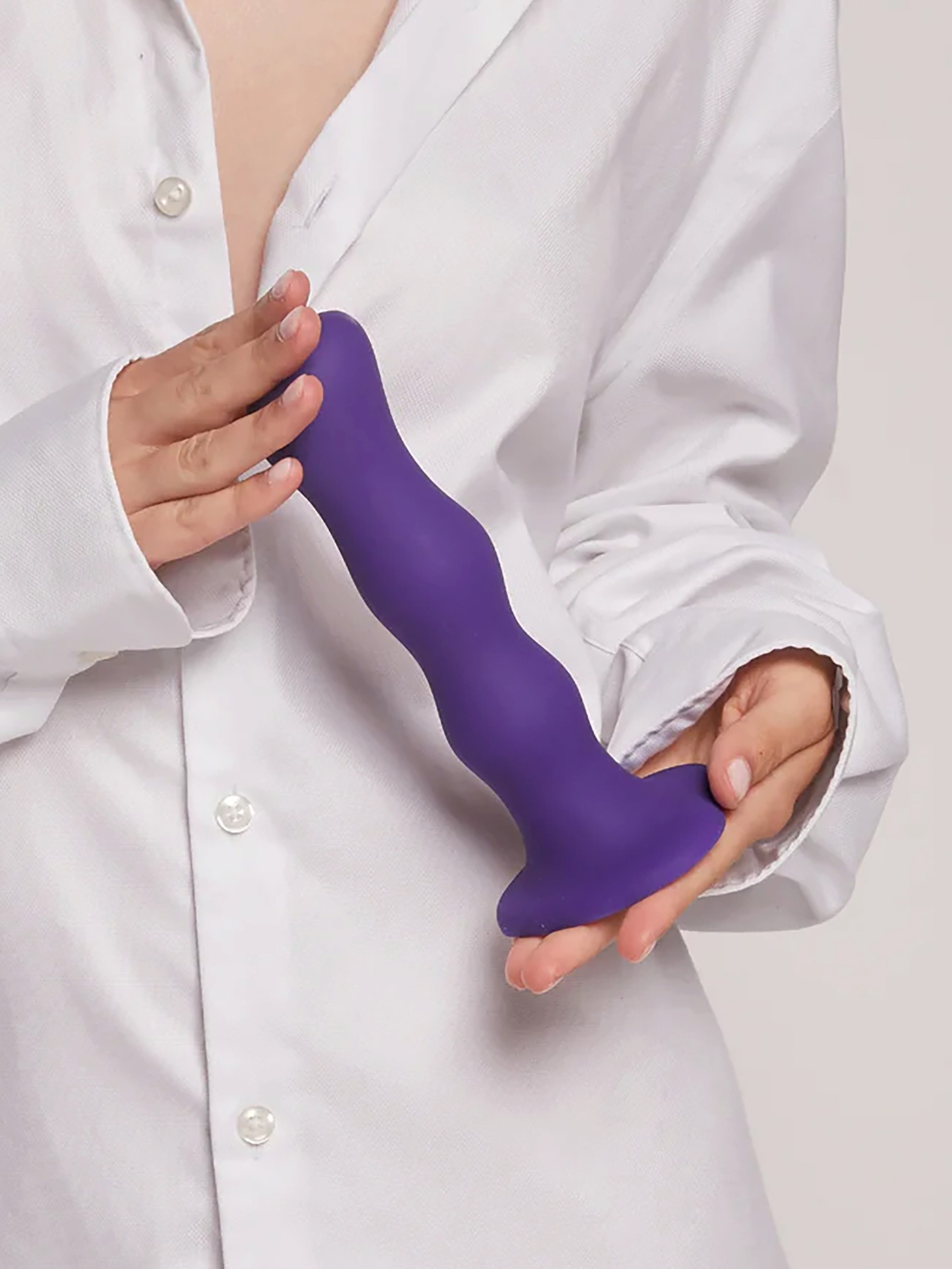 Strap-On-Me Soft Touch Silicone Geisha Balls Dildo 6 Inch, Purple, hi-res